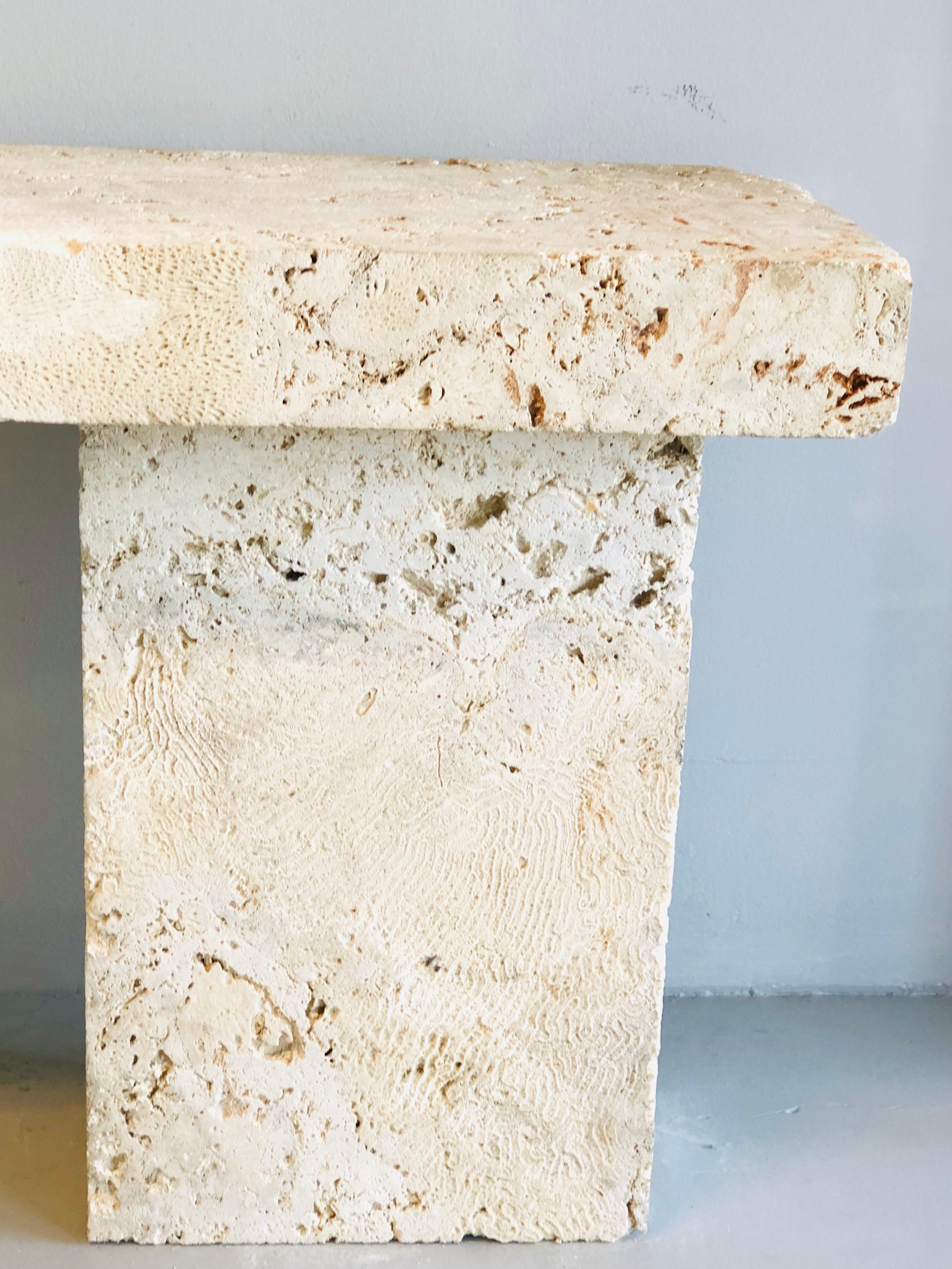 Coquina Stone Massive Console Table, 1970s 3