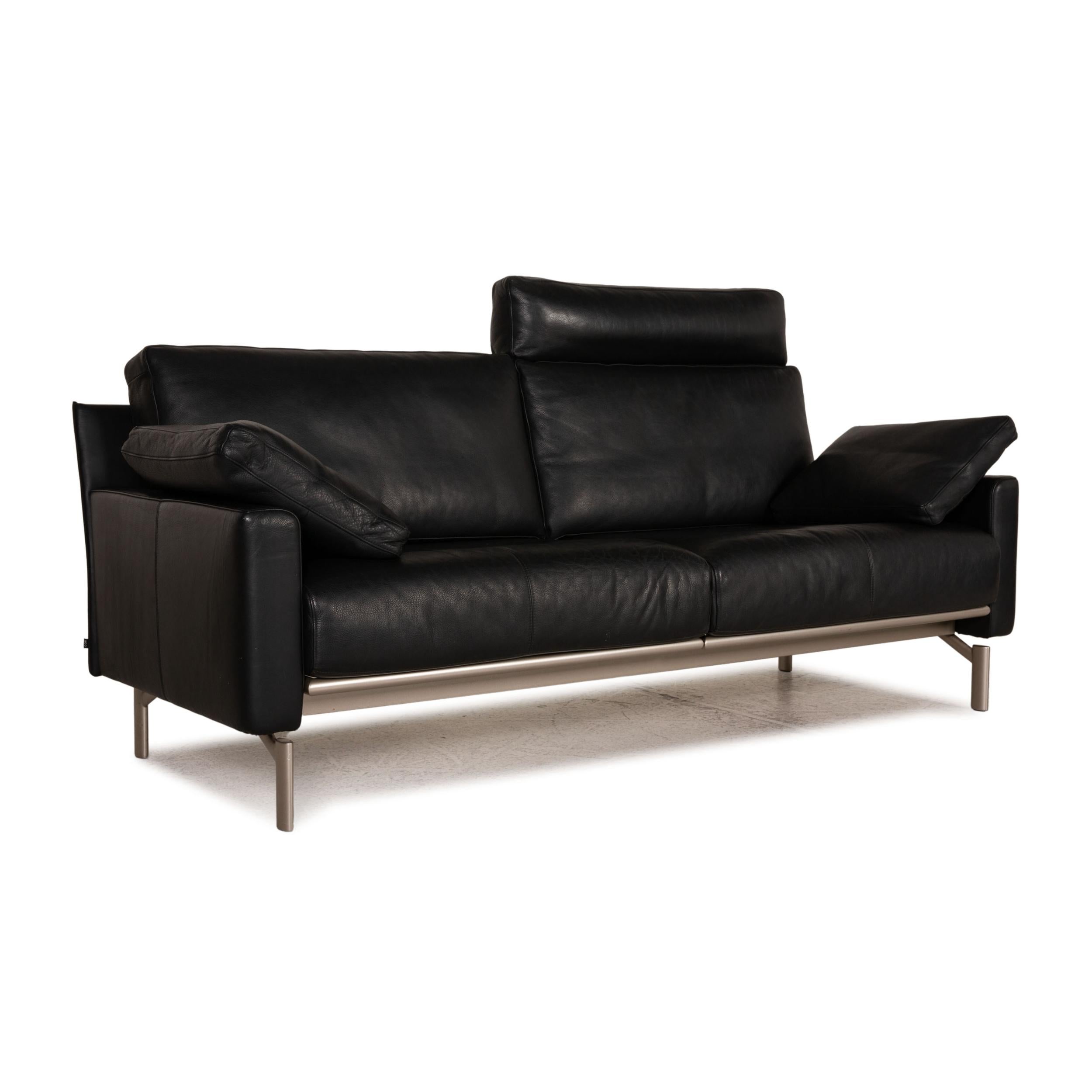 Cor Ala Leather Sofa Black Three Seater Couch For Sale 1