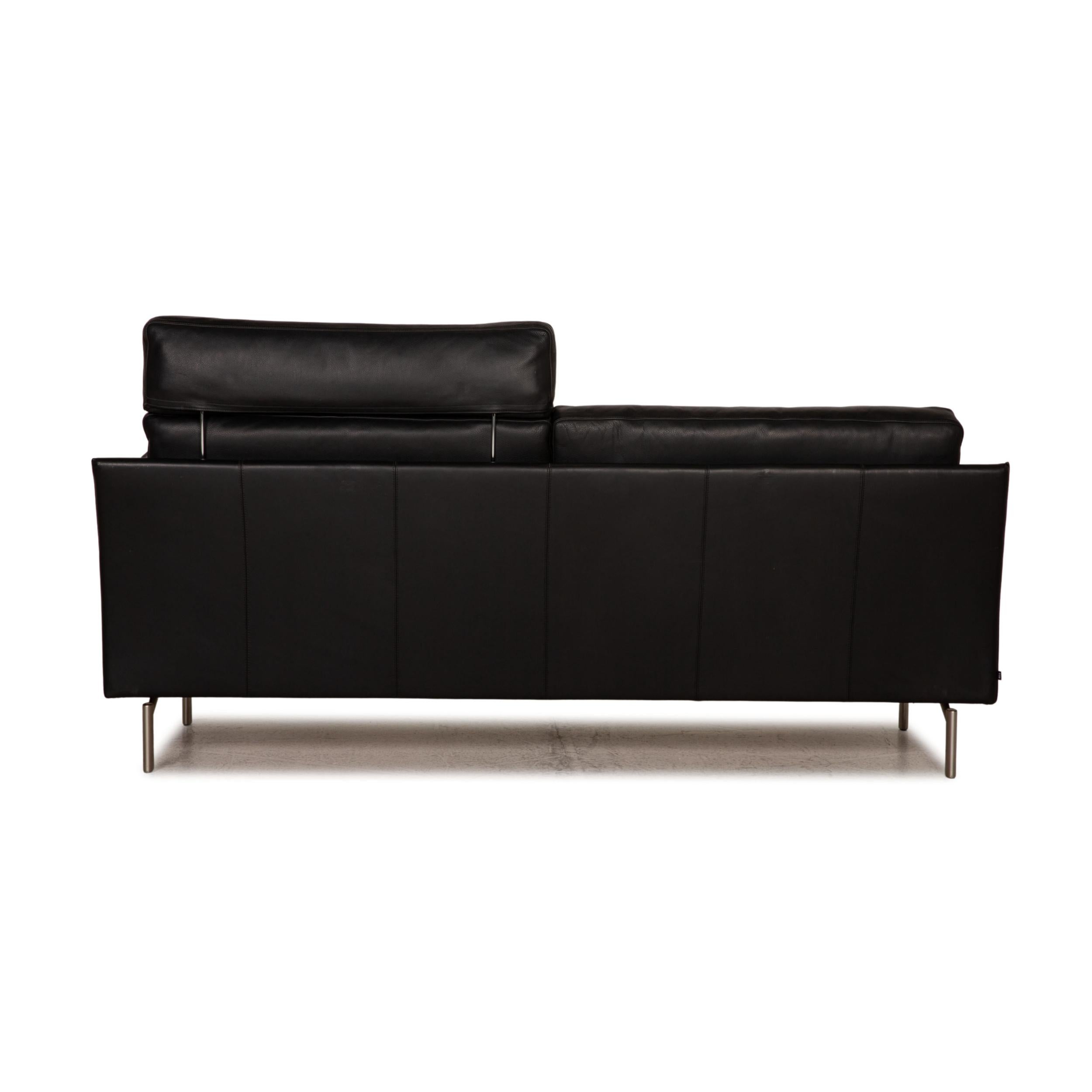 Cor Ala Leather Sofa Black Three Seater Couch For Sale 3