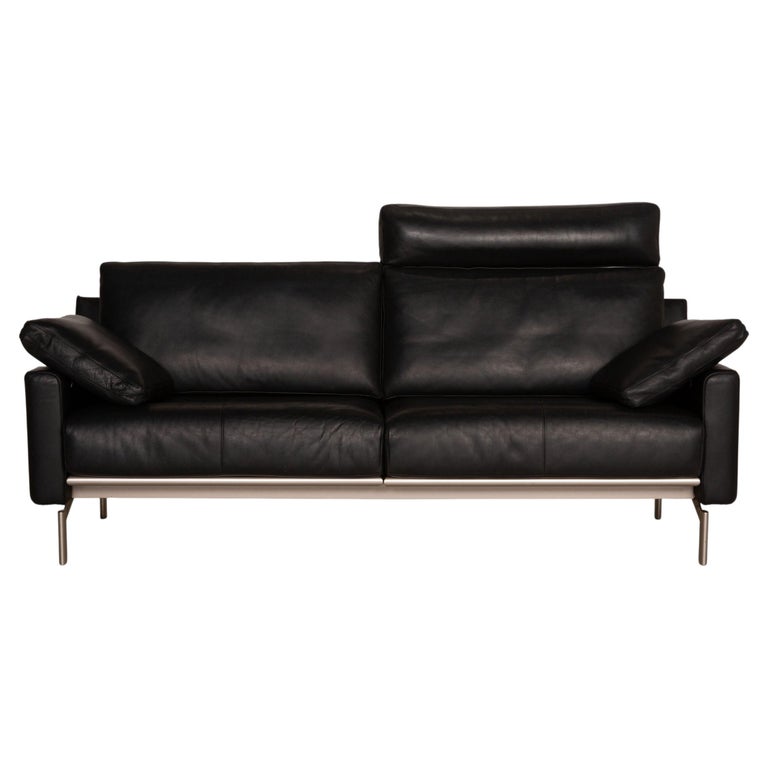 Cor Ala Leather Sofa Black Three Seater Couch For Sale at 1stDibs