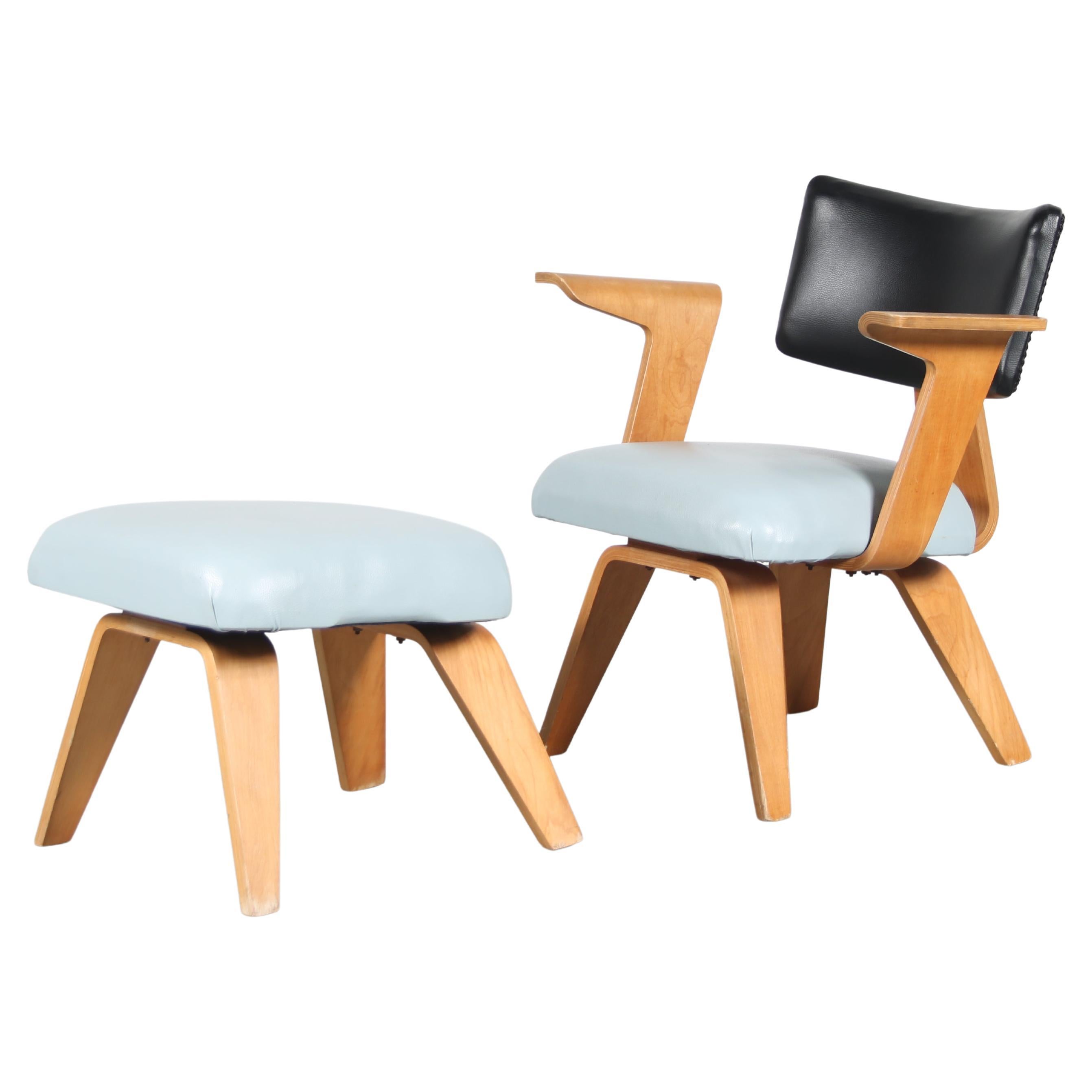 Cor Alons Lounge Chair with Foot Stool for De Boer Gouda, Netherlands 1950