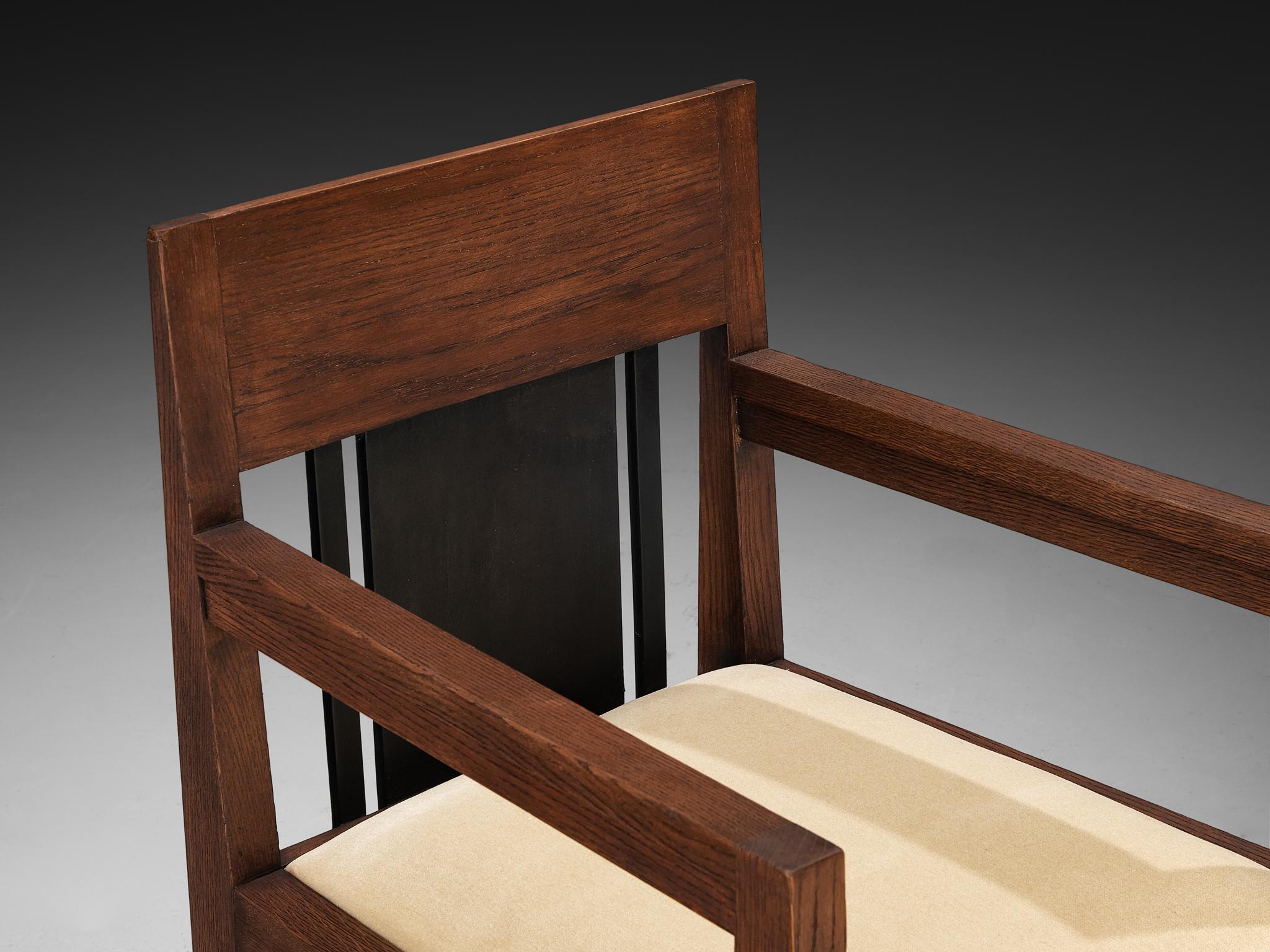 Velours Cor Alons Paire de chaises longues modernistes Art Déco en chêne et velours beige en vente