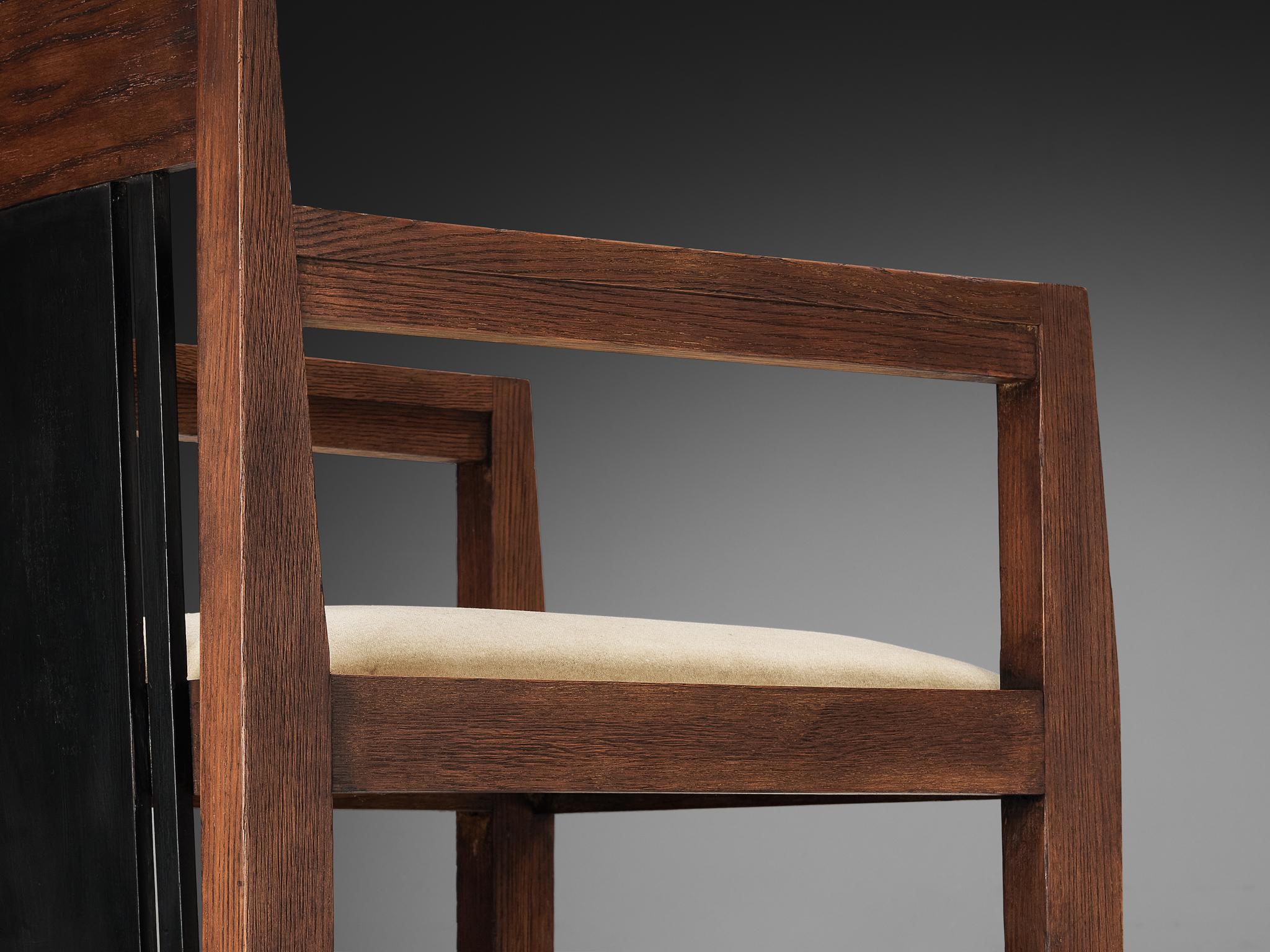Cor Alons Paire de chaises longues modernistes Art Déco en chêne et velours beige en vente 2