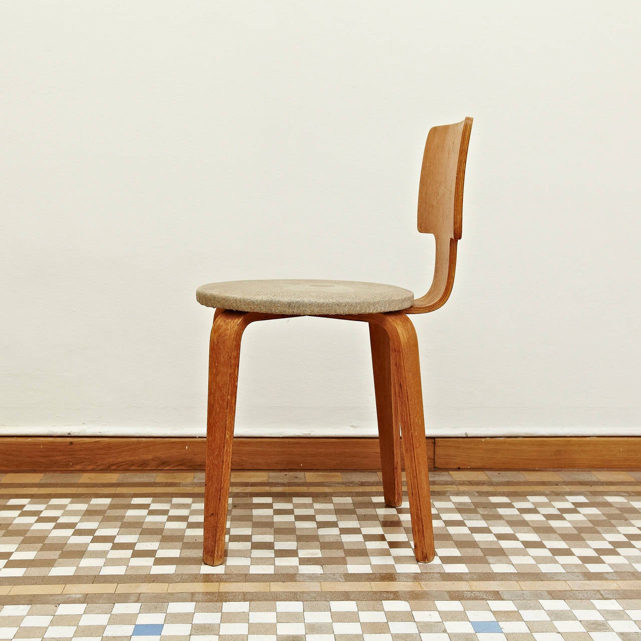 Cor Alons Plywood and Upholstery Chair, circa 1950 1