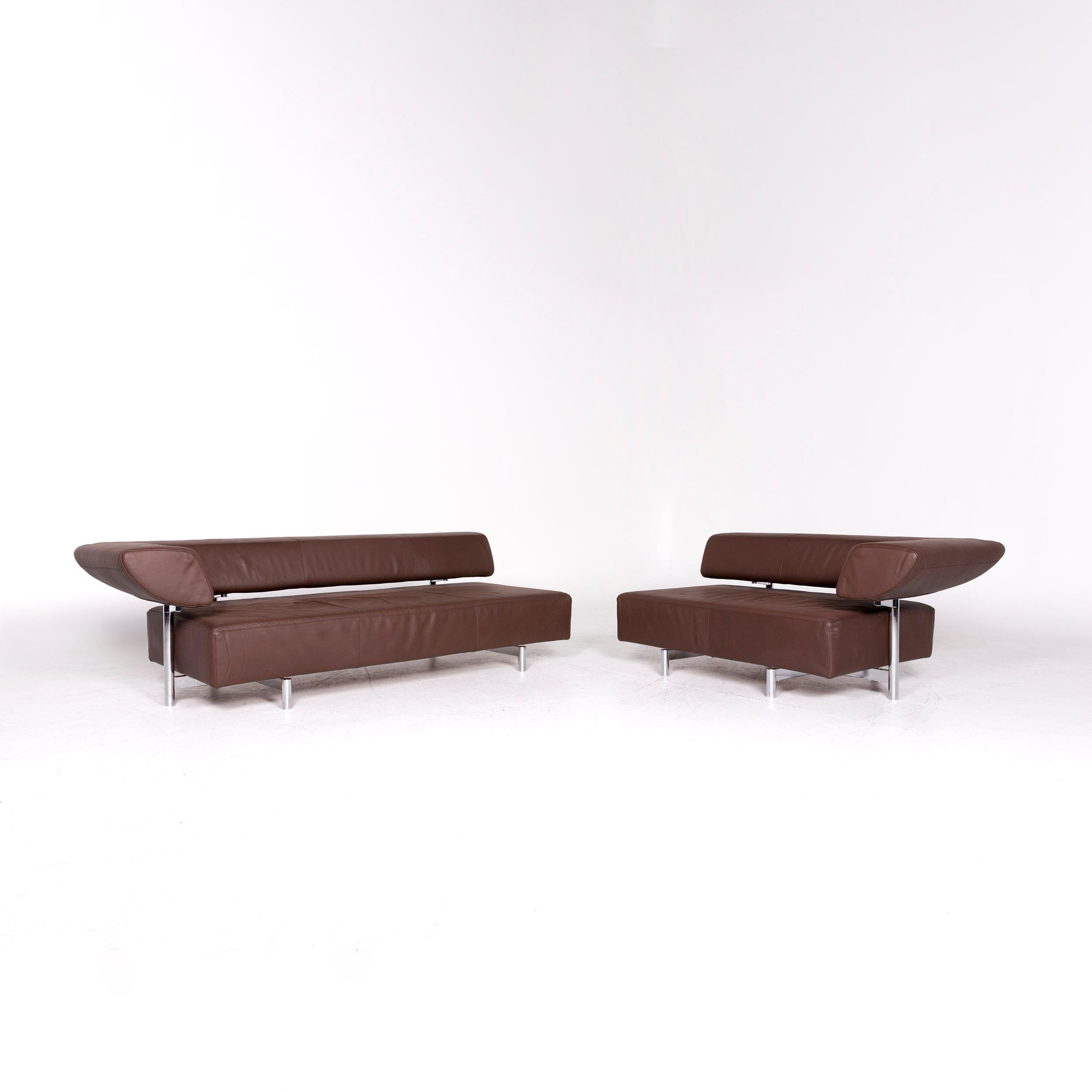 Modern COR Arthe Designer Leather Corner Sofa Professor Wulf Schneider Braun Couch