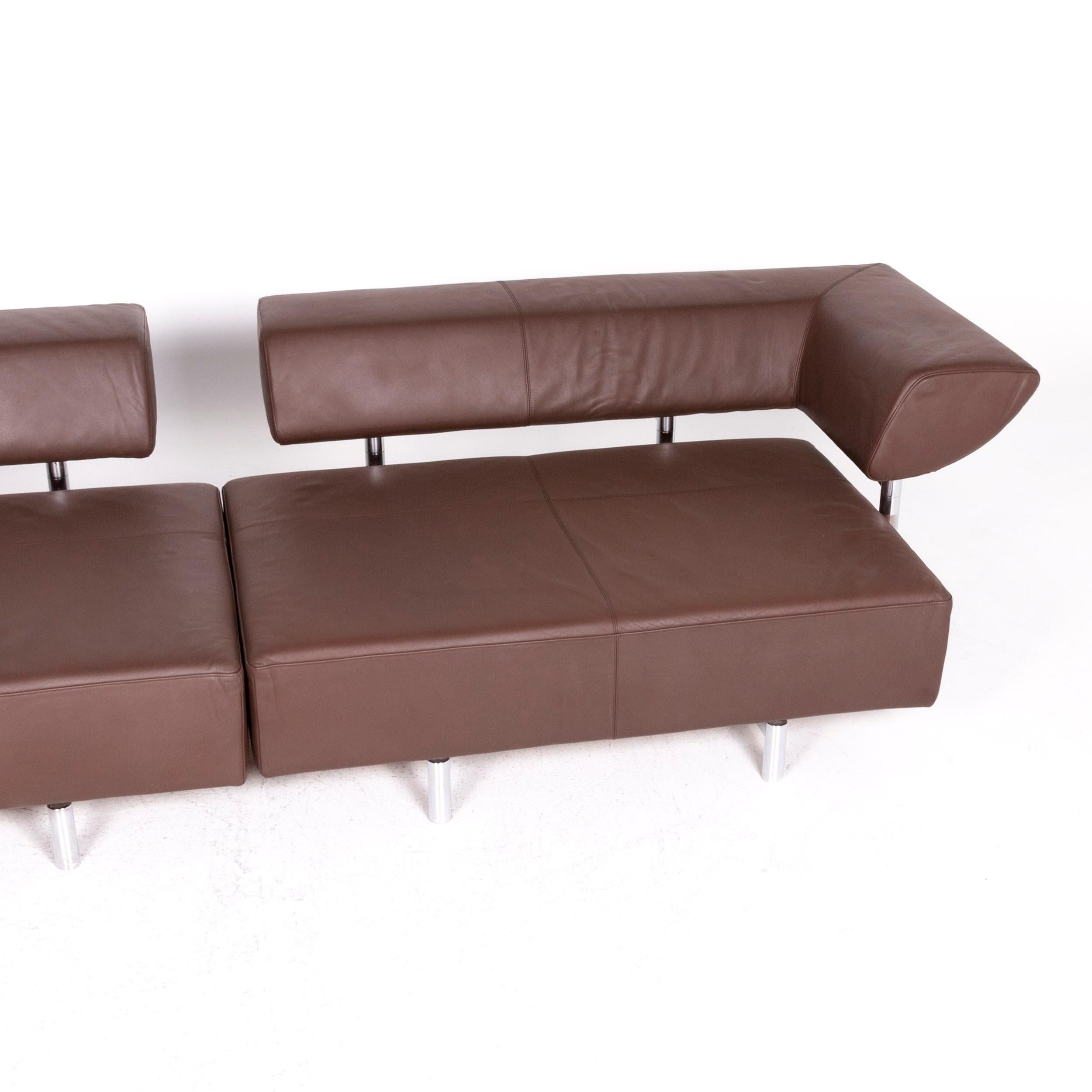 COR Arthe Designer Leather Corner Sofa Professor Wulf Schneider Braun Couch 1