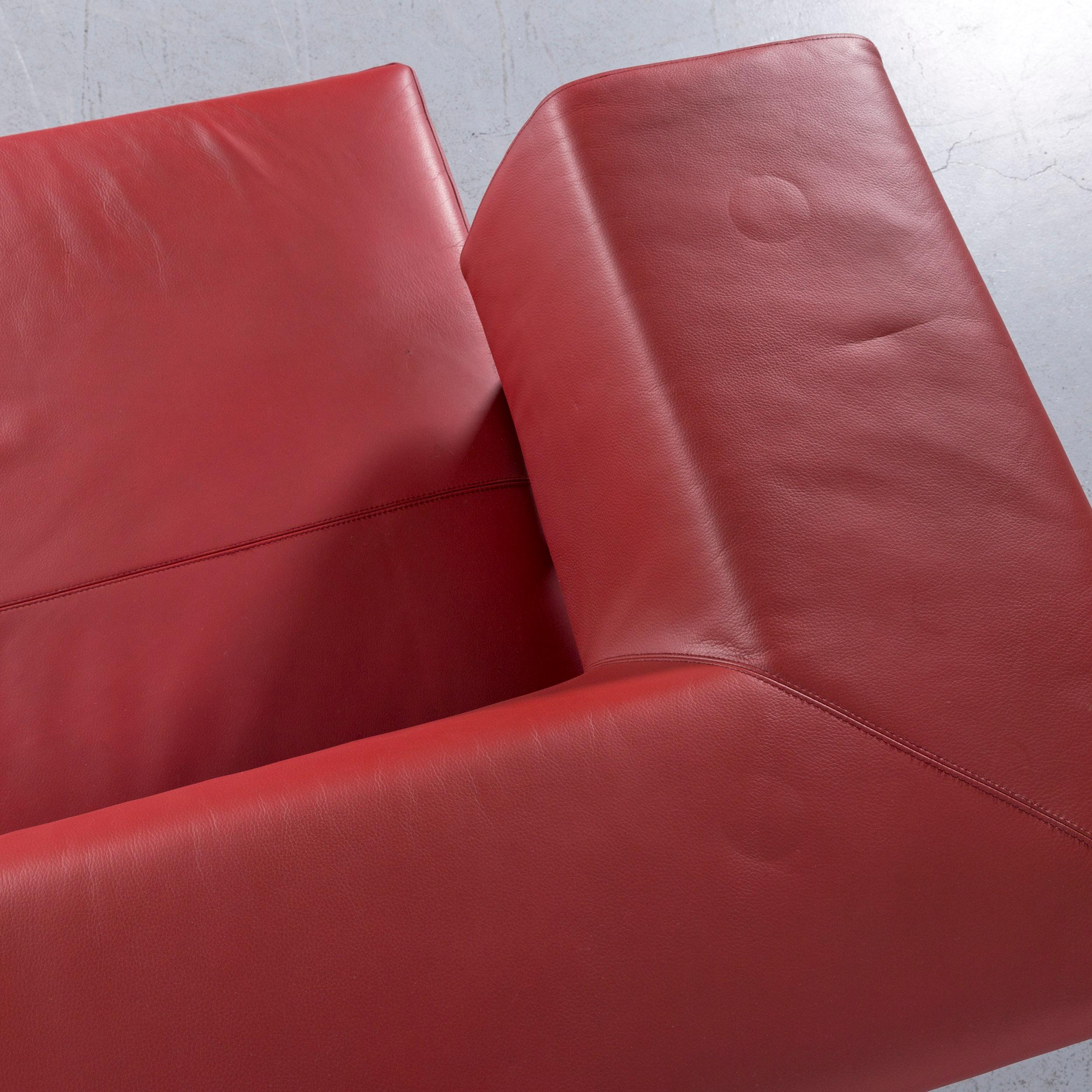 Contemporary COR Arthe Designer Leather Sofa Red Three-Seat Couch