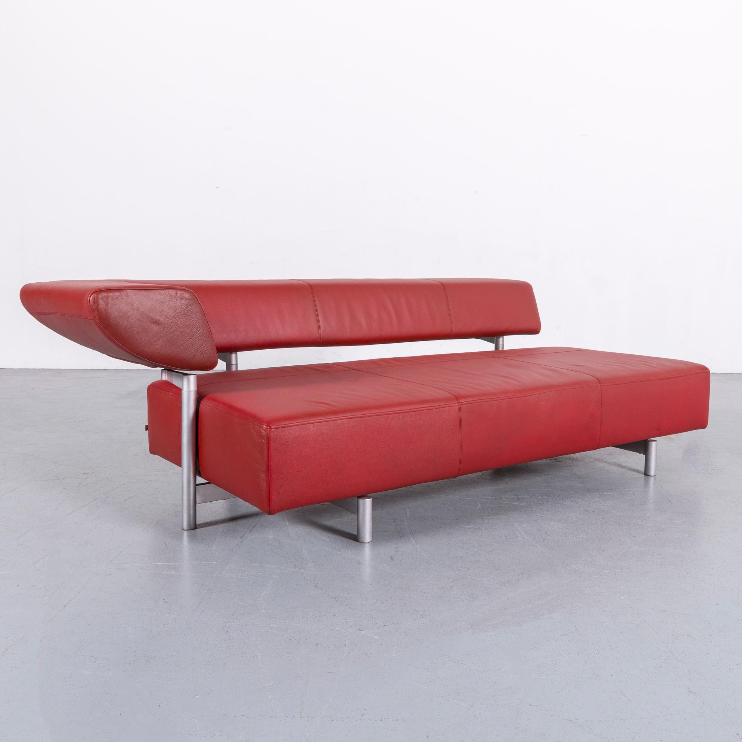 COR Arthe Designer Leather Sofa Red Three-Seat Couch 1