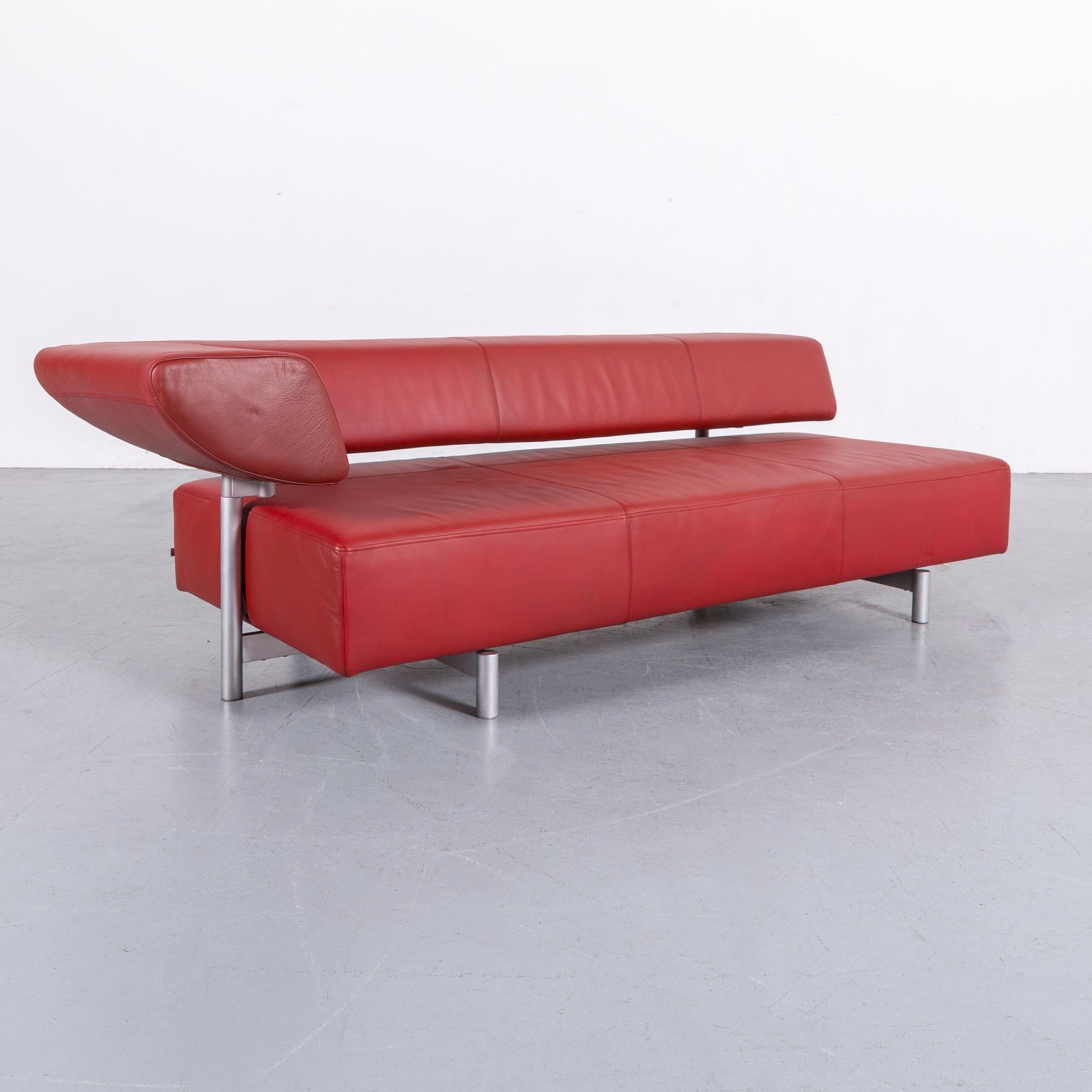 COR Arthe Designer Leather Sofa Red Three-Seat Couch 2