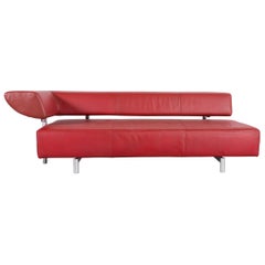 COR Arthe Designer Leather Sofa Red Three-Seat Couch