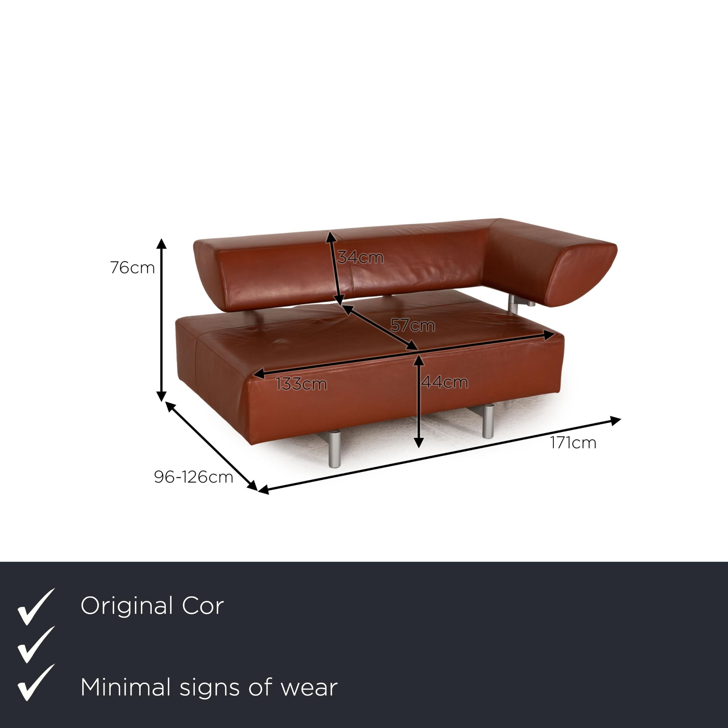 We present to you a COR Arthe leather sofa brown two-seater couch.

Product measurements in centimeters:

depth: 96
width: 171
height: 76
seat height: 44
rest height: 76
seat depth: 57
seat width: 133
back height: 34.

 