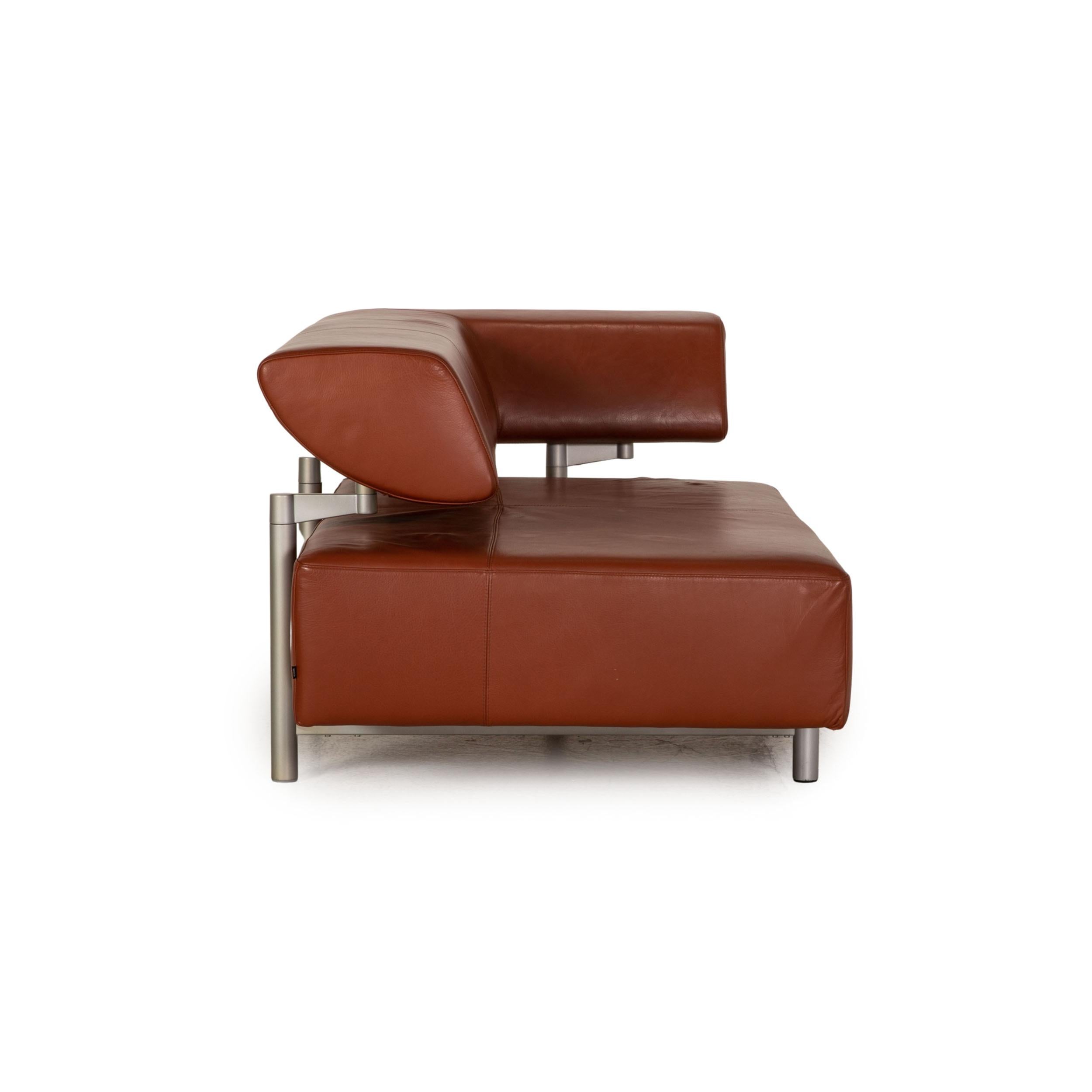 COR Arthe Leather Sofa Brown Two-Seater Couch For Sale 1