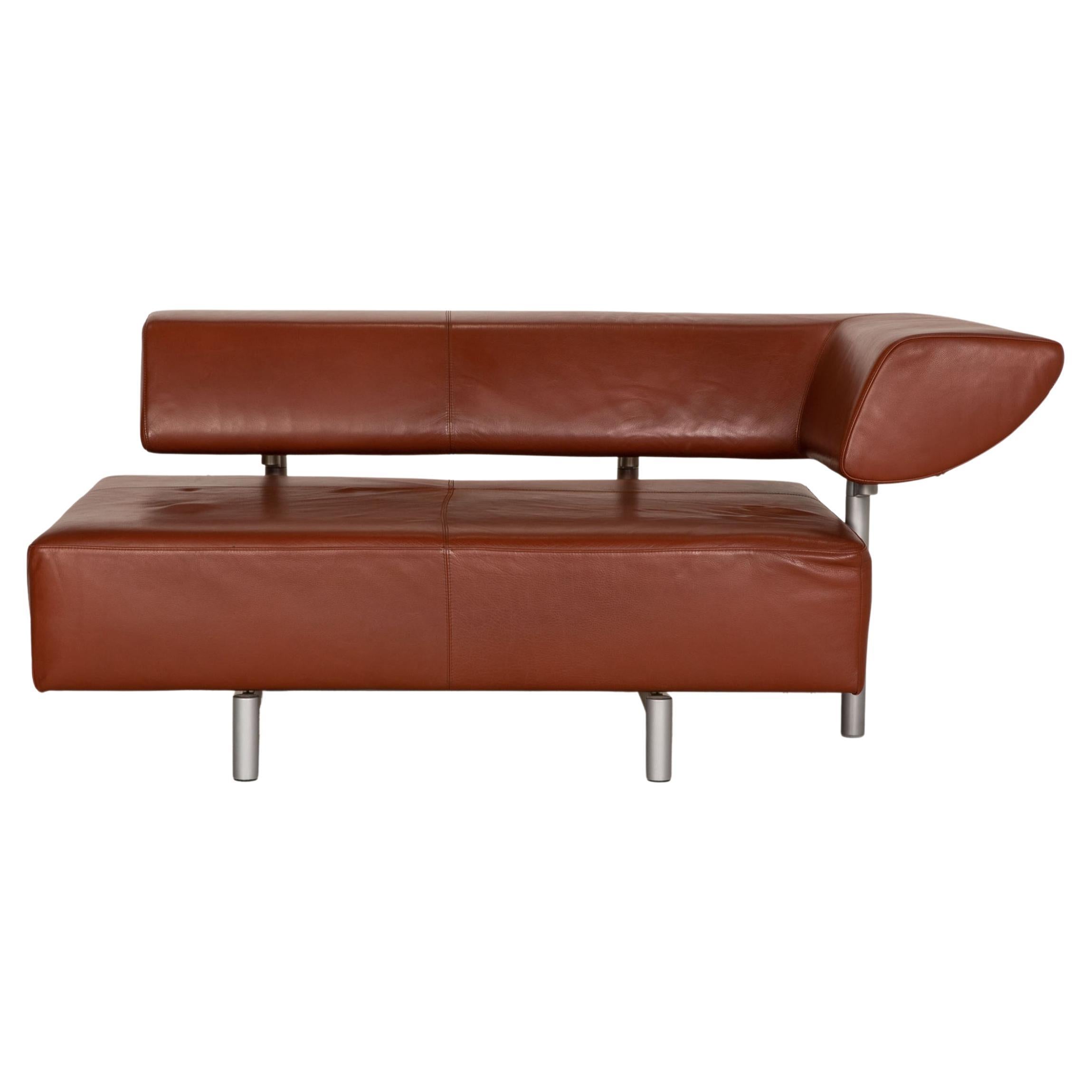 COR Arthe Leather Sofa Brown Two-Seater Couch For Sale