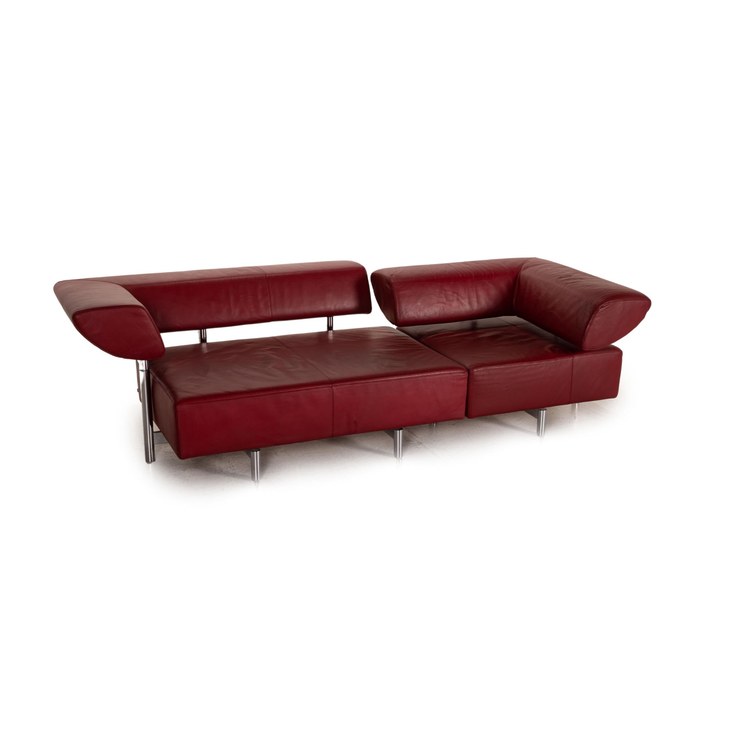 Modern COR Arthe Leather Sofa Red Three-Seater Couch Function