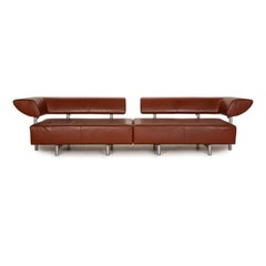 COR Arthe Leather Sofa Set Brown 2x Two-Seater Couch
