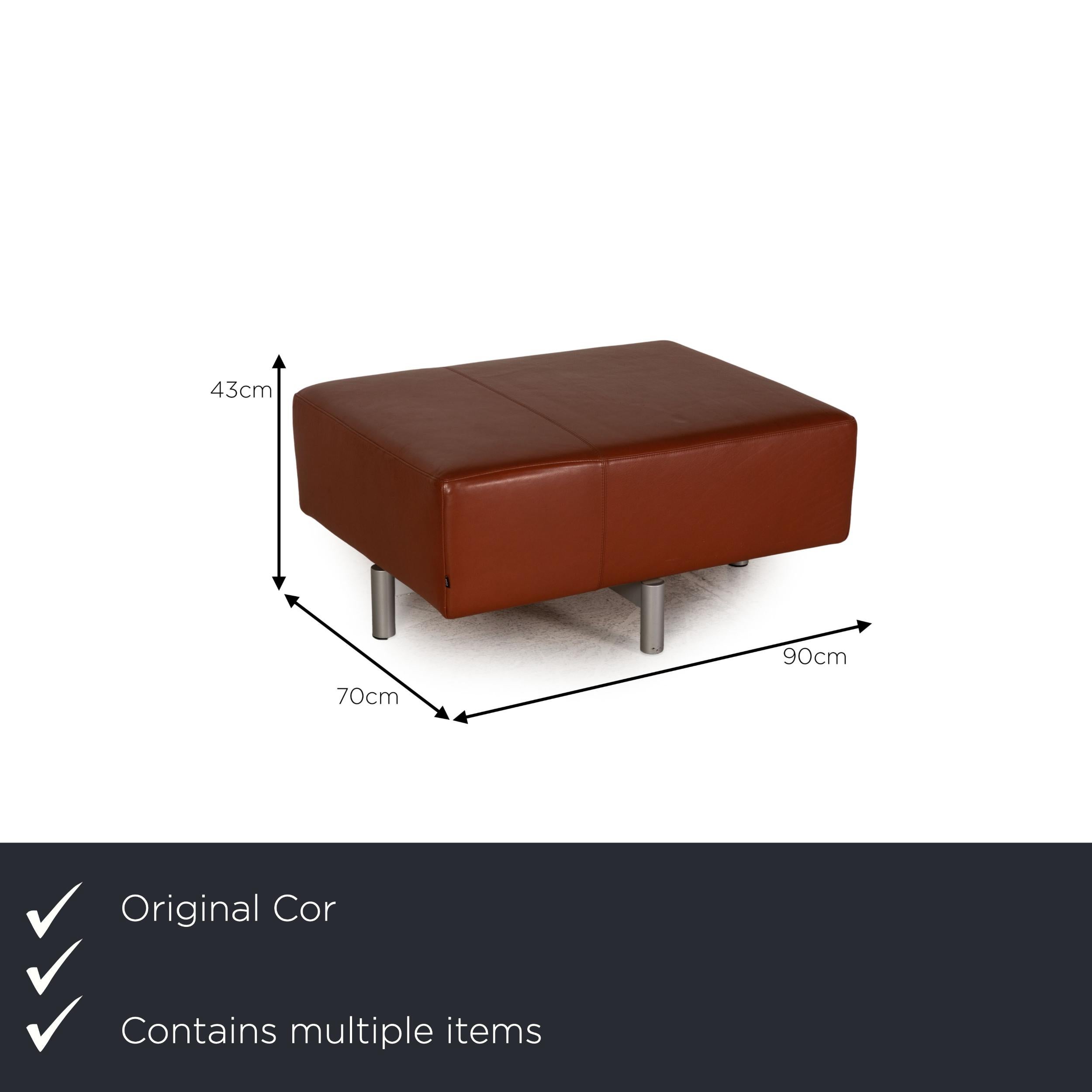 Modern COR Arthe Leather Sofa Set Brown 2x Two-Seater Stool For Sale