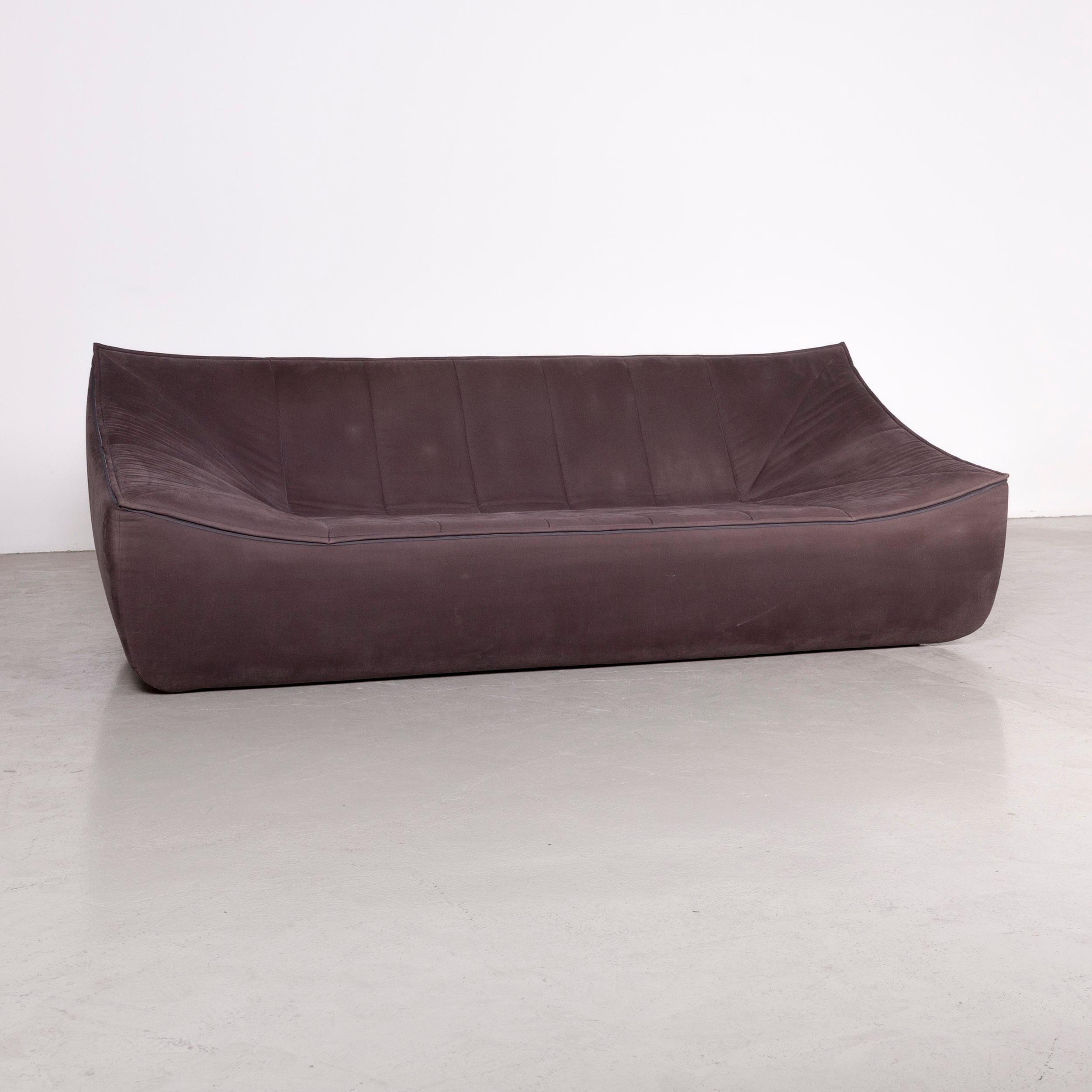 German COR Bahir Designer Fabric Sofa Brown Three-Seat Couch For Sale