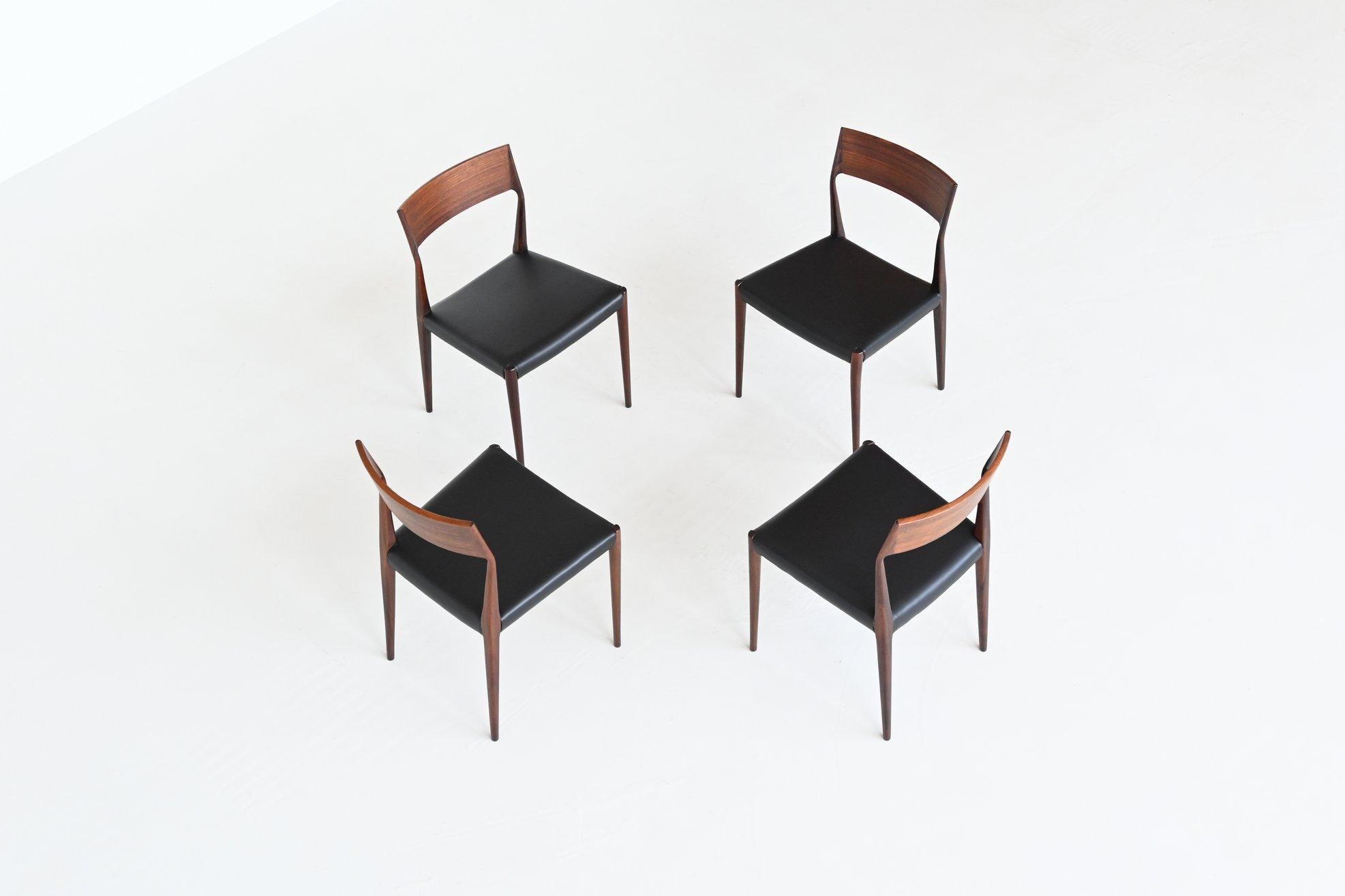Leather COR Bontenbal Rosewood Dining Chairs Fristho the Netherlands 1960