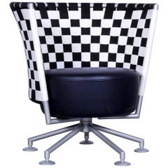 COR Circo Fauteuil en cuir noir et blanc à une place