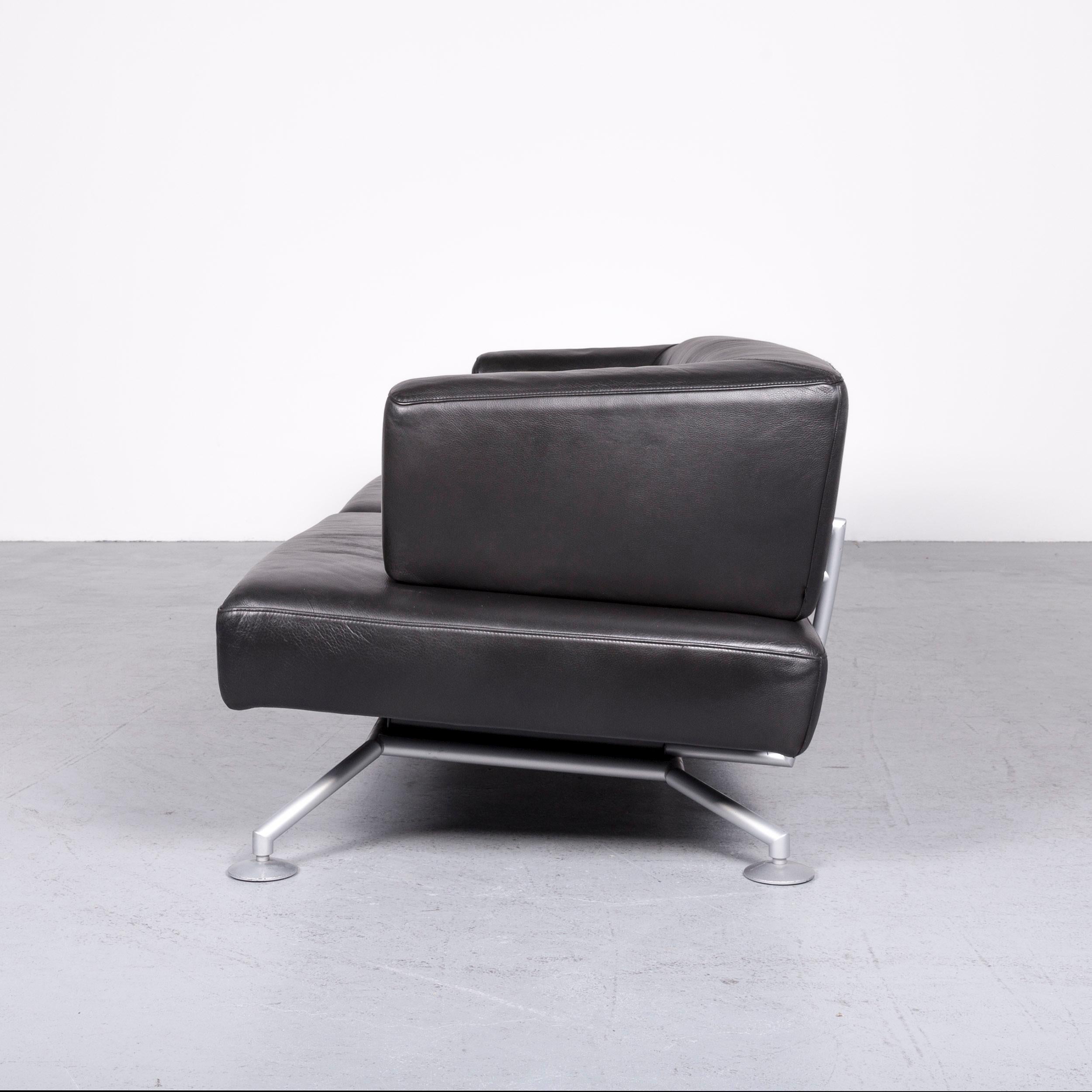 COR Circum Designer Leather Sofa Black Genuine Leather Three-Seat Couch For Sale 4
