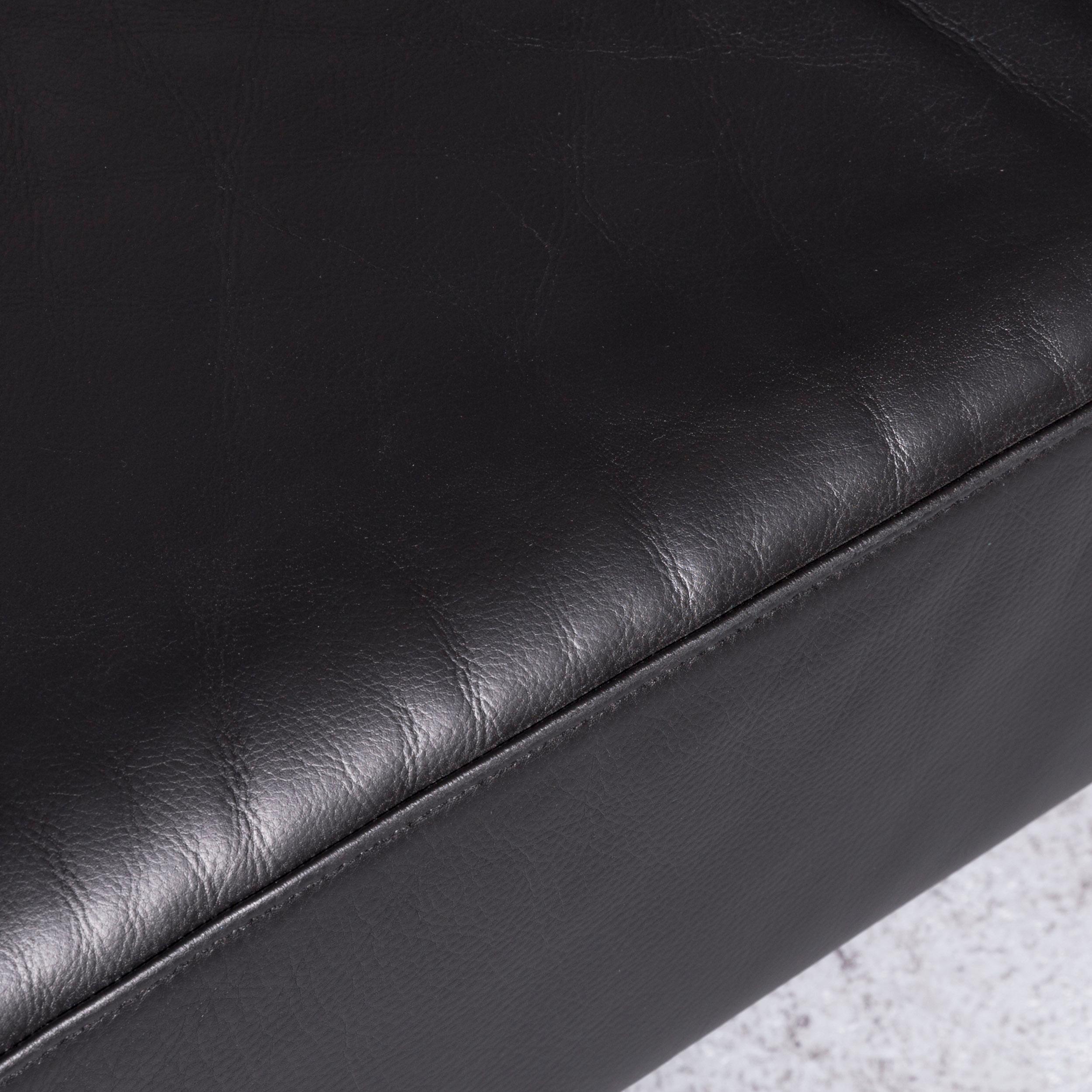 Contemporary COR Circum Designer Leather Sofa Black Genuine Leather Three-Seat Couch For Sale