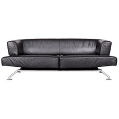 COR Circum Designer Leather Sofa Black Genuine Leather Three-Seat Couch