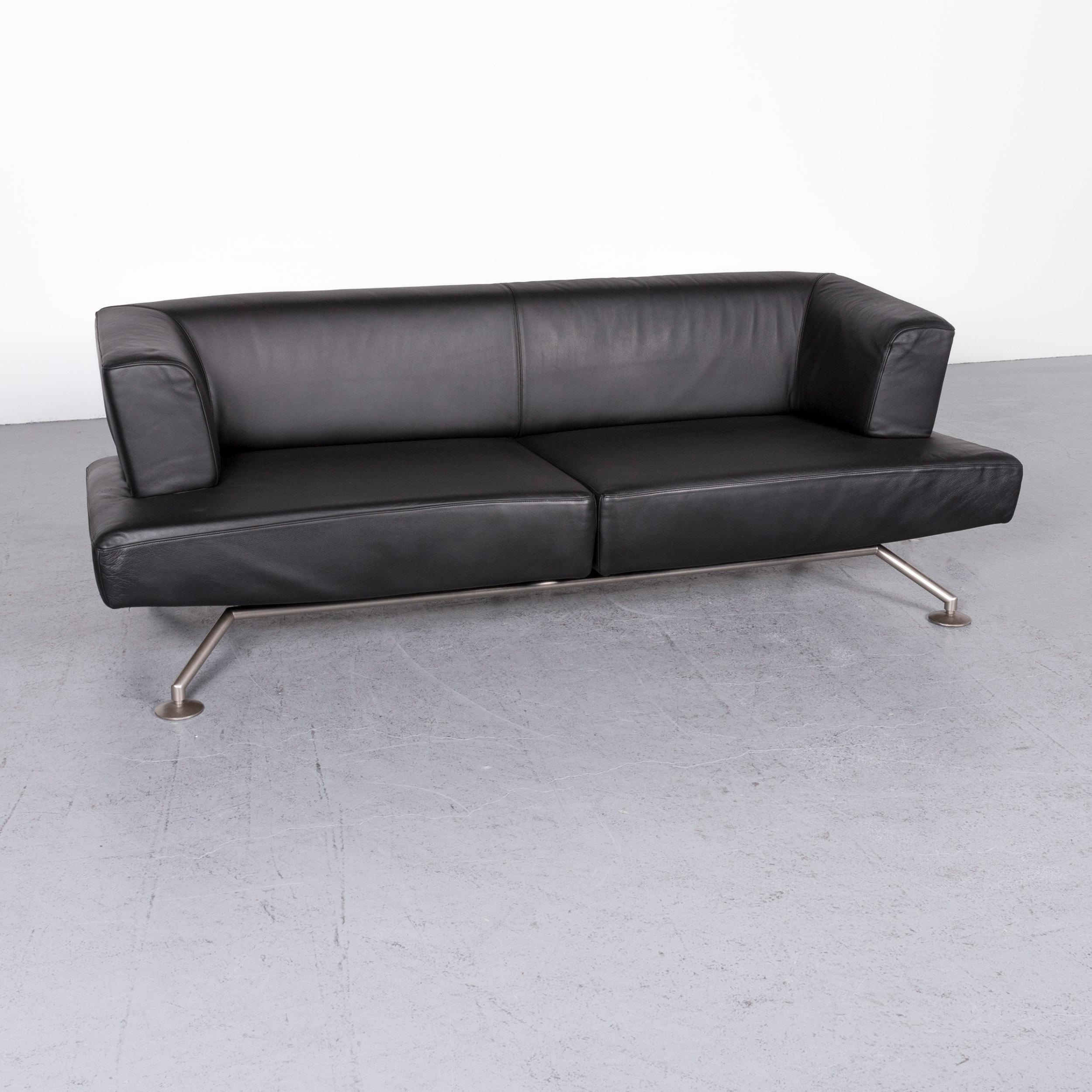 German COR Circum Designer Leather Three-Seat Sofa Black