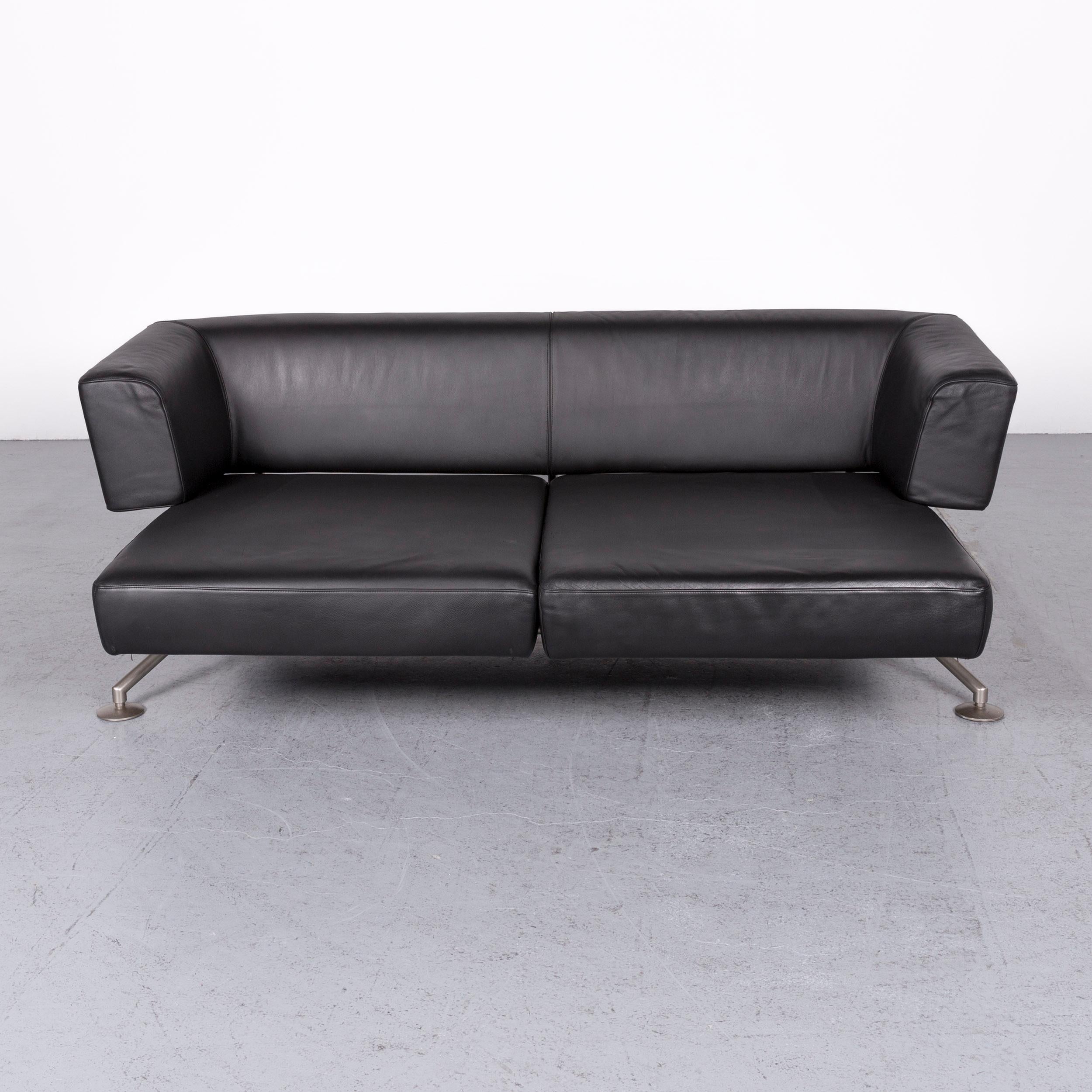 COR Circum Designer Leather Three-Seat Sofa Black In Good Condition In Cologne, DE