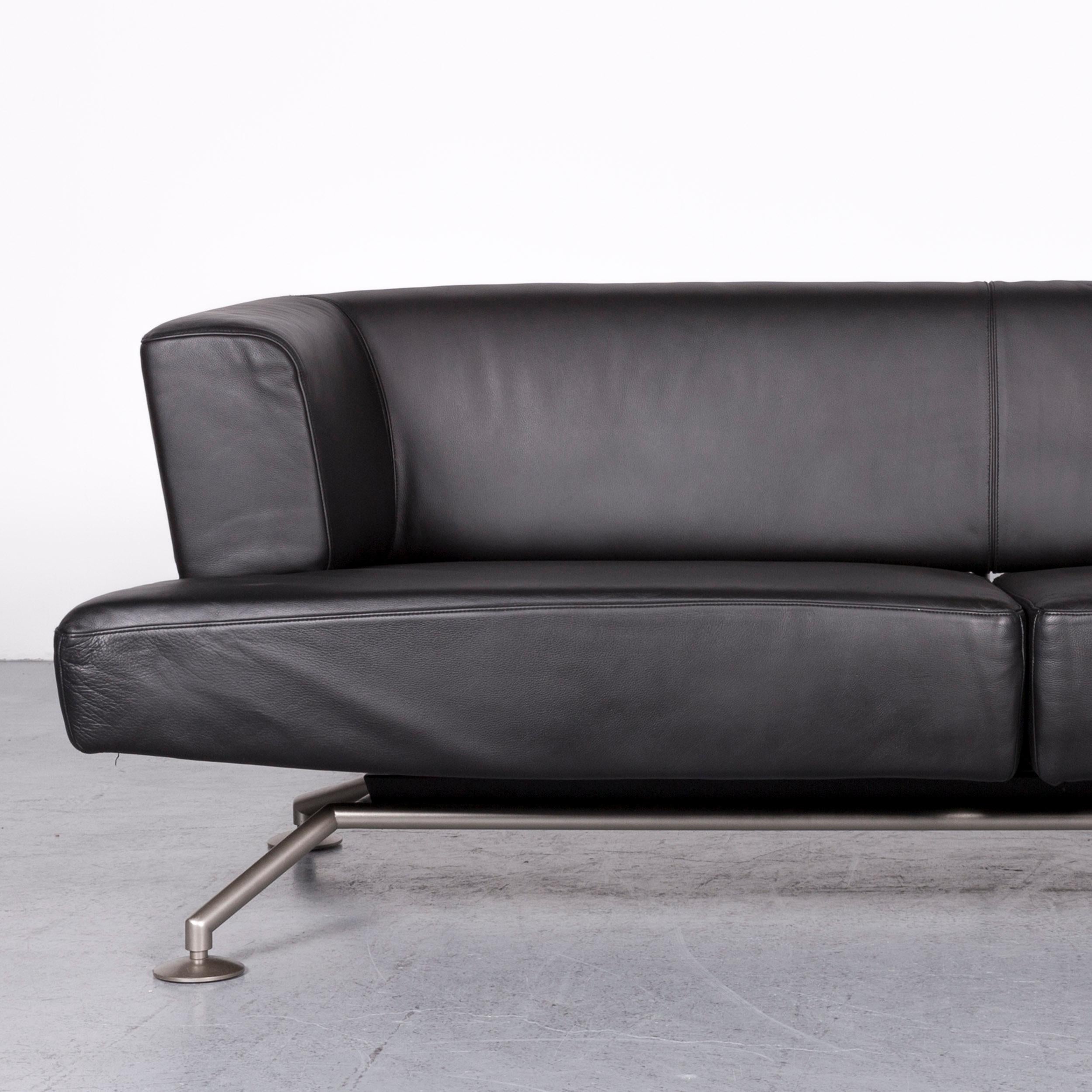 Contemporary COR Circum Designer Leather Three-Seat Sofa Black