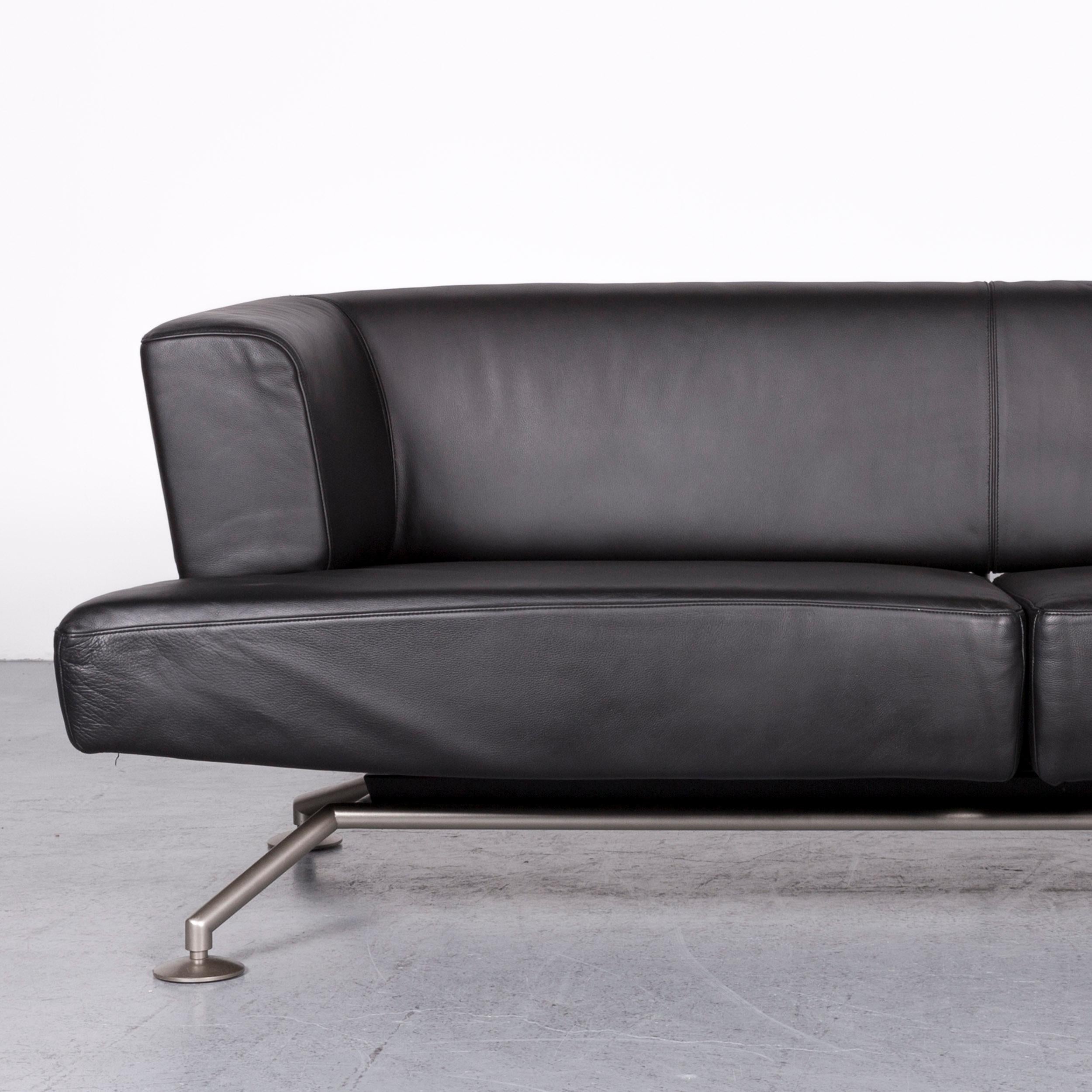 COR Circum Designer Ledersofa mit drei Sitzplätzen Schwarz (21. Jahrhundert und zeitgenössisch)