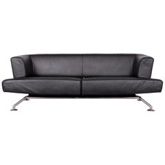 COR Circum Designer Leather Three-Seat Sofa Black