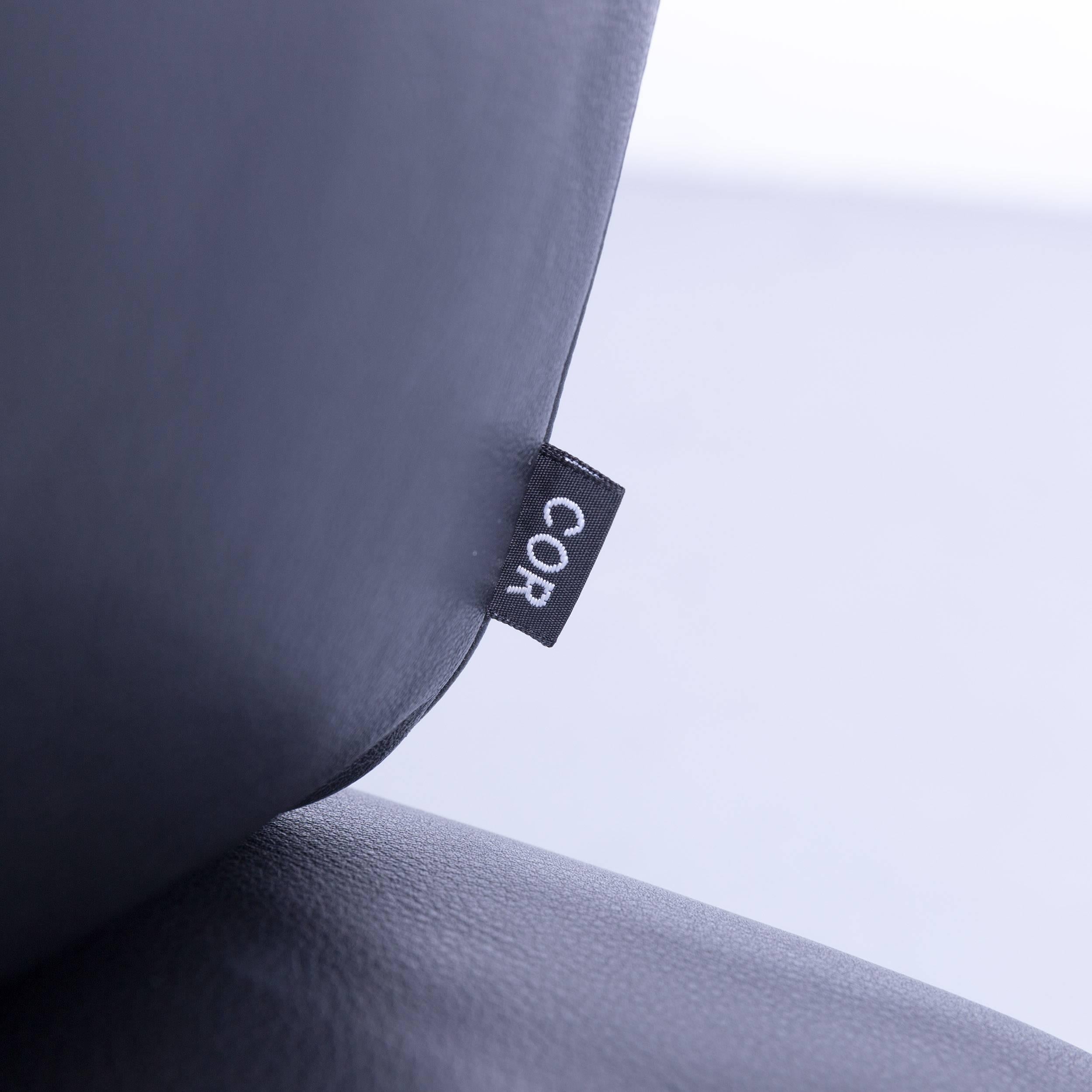 COR Circum Designer Sofa Black Leather Three-Seat Couch Function Modern 1