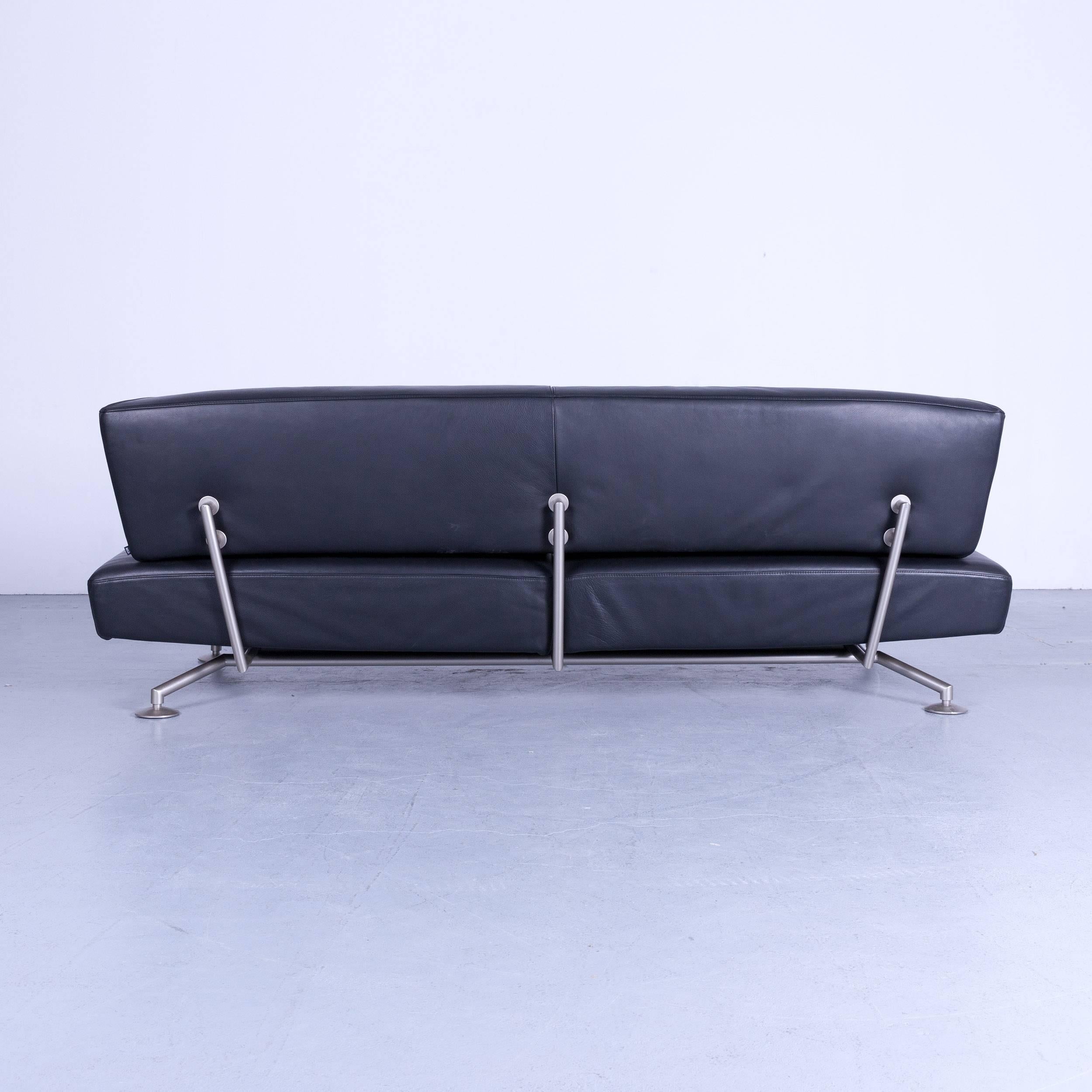 COR Circum Designer Sofa Black Leather Three-Seat Couch Function Modern 3