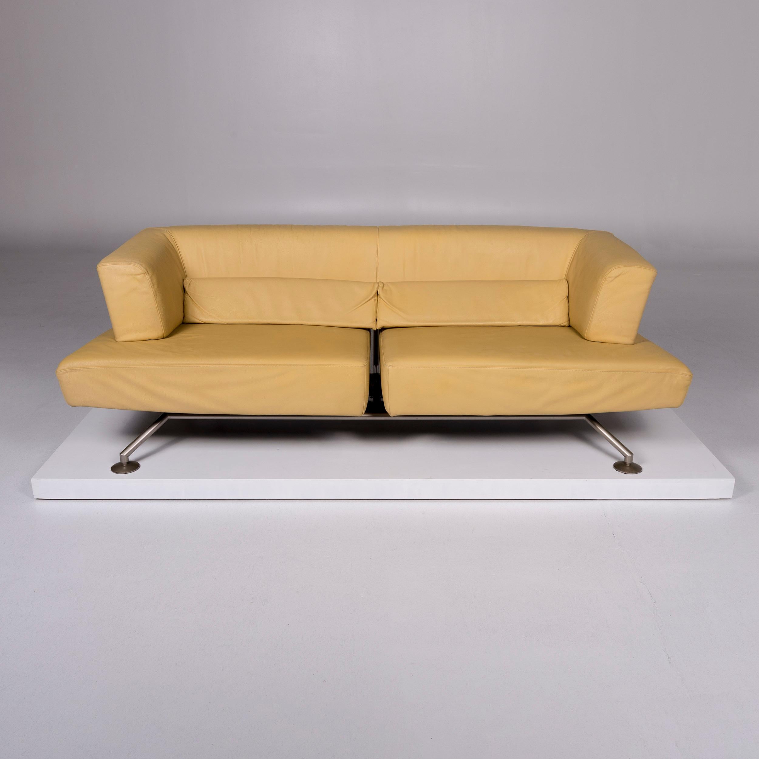 German COR Circum Leder Sofa Gelb Zweisitzer Couch For Sale