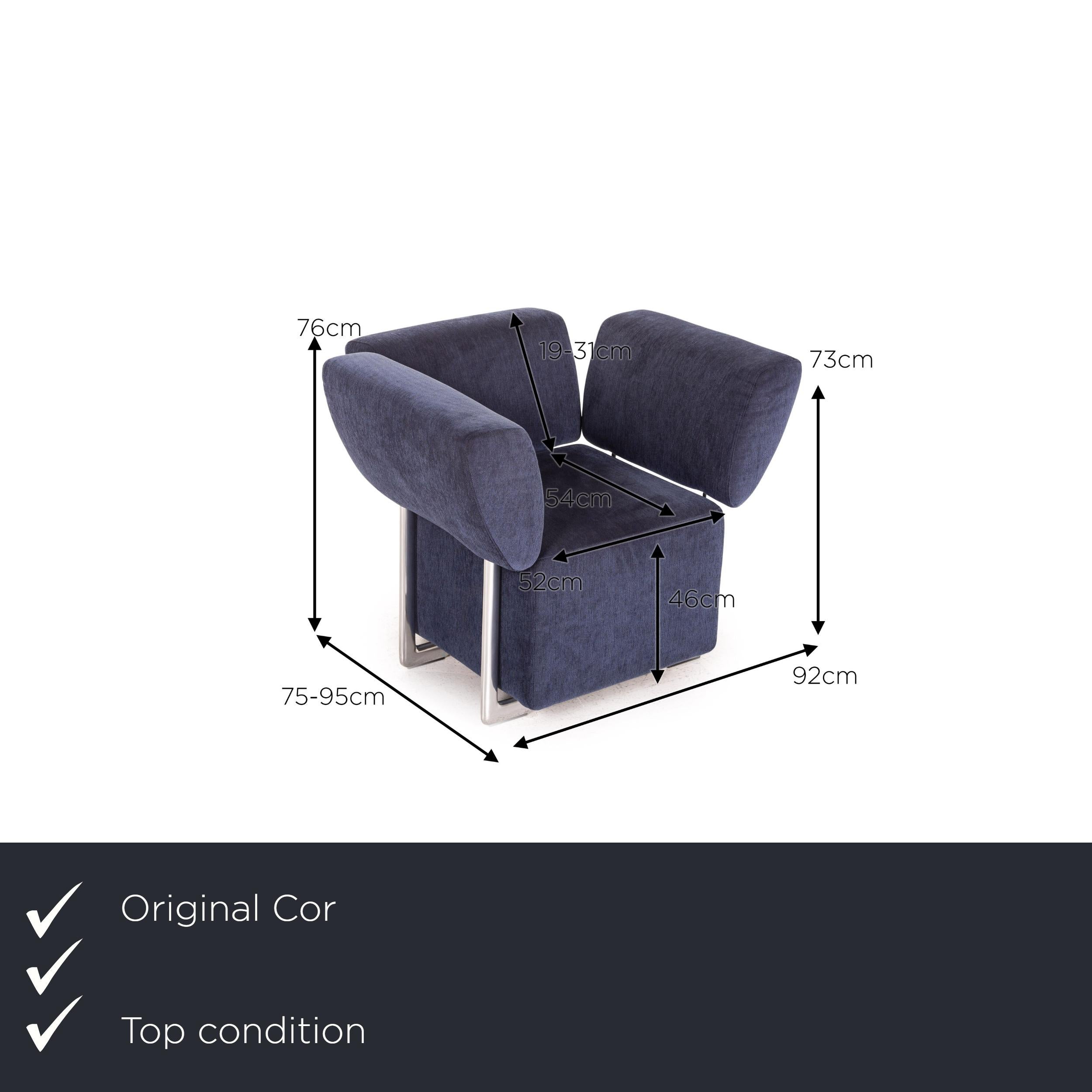 We present to you a COR Clou fabric armchair blue function.
  
 

 Product measurements in centimeters:
 

 depth: 75
 width: 92
 height: 76
 seat height: 46
 rest height: 73
 seat depth: 54
 seat width: 52
 back height: 19.