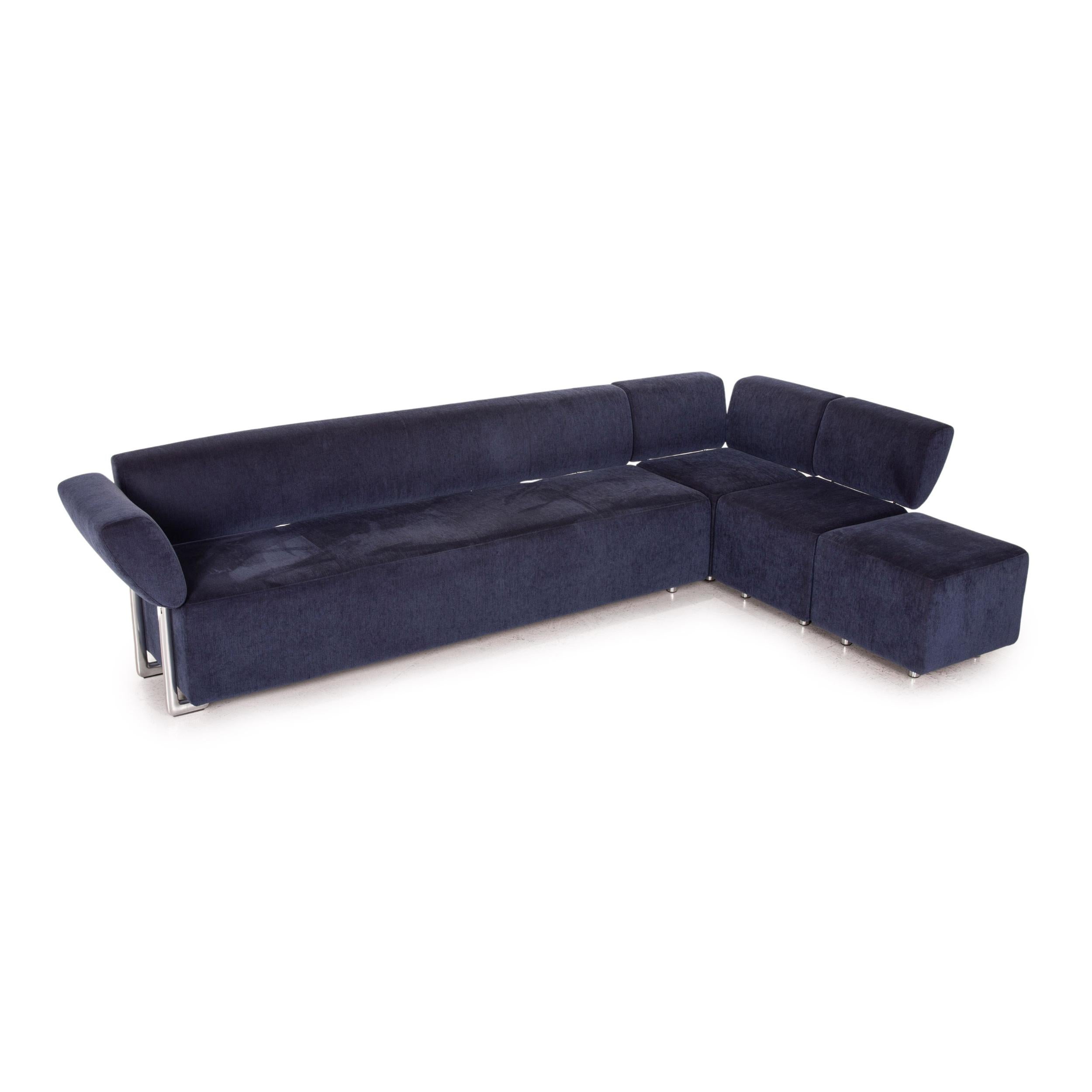 COR Clou Fabric Sofa Set Blue 1 Corner Sofa 1 Armchair Function For Sale 4