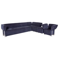 COR Clou Fabric Sofa Set Blau 1 Ecksofa 1 Sessel Funktion