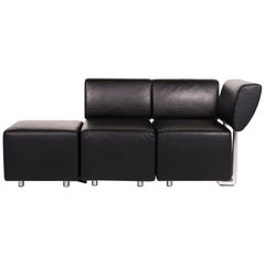 COR Clou Leather Sofa Black Three-Seat Couch