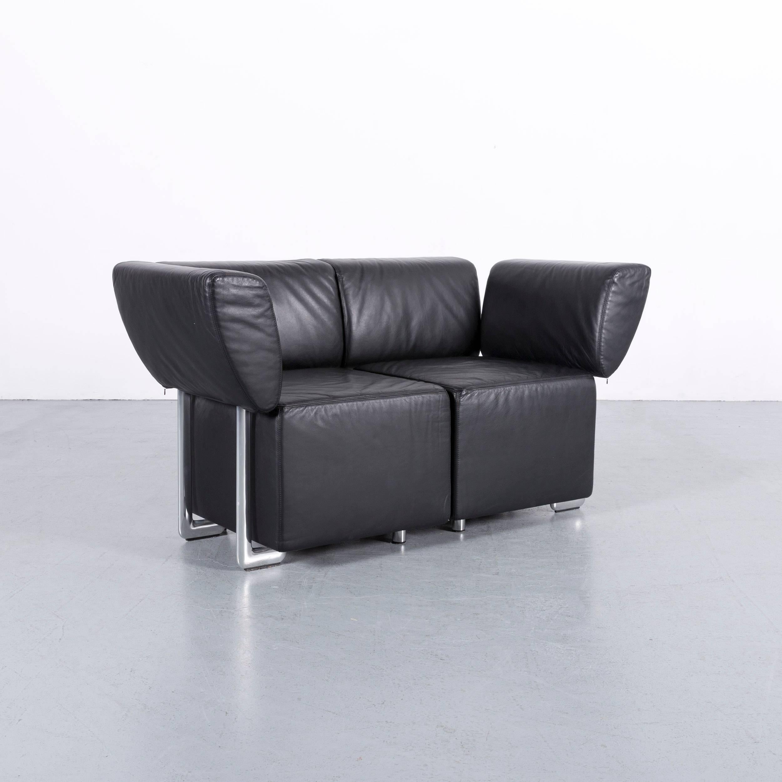 COR Clou Leder-Sofa mit schwarzem Zweisitzer 1