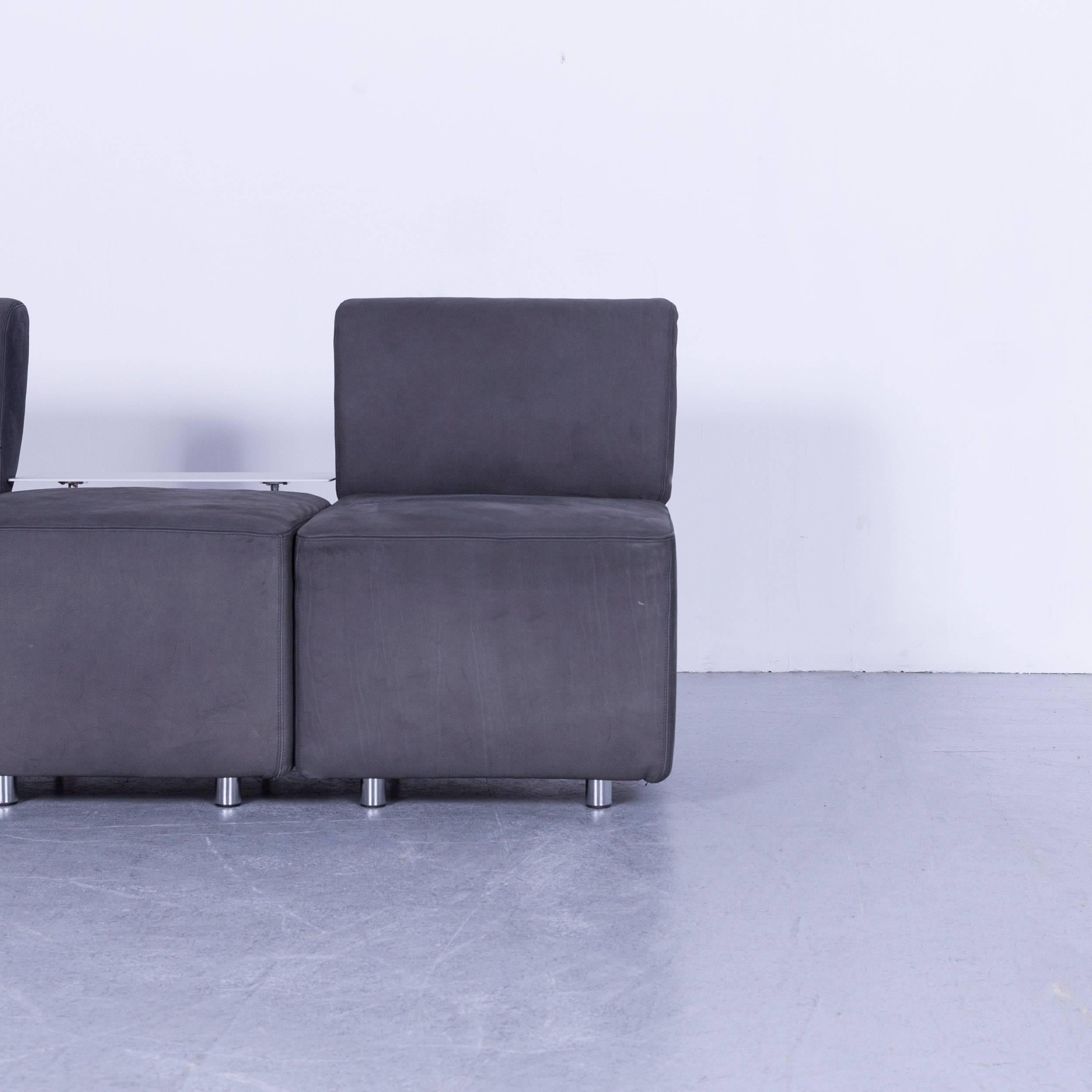 COR Clou Leather Sofa Grey Three-Seat In Good Condition For Sale In Cologne, DE