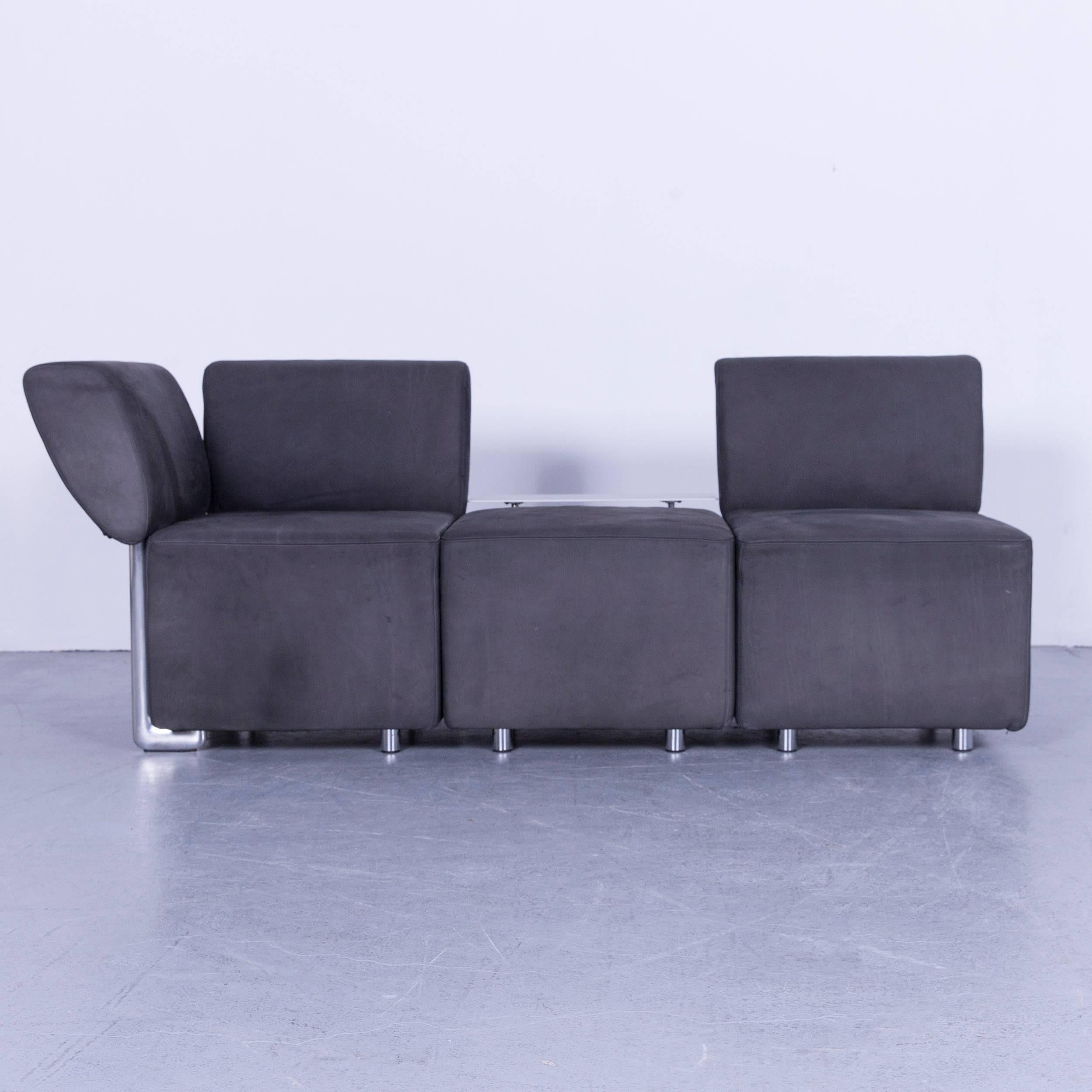 Contemporary COR Clou Leather Sofa Grey Three-Seat
