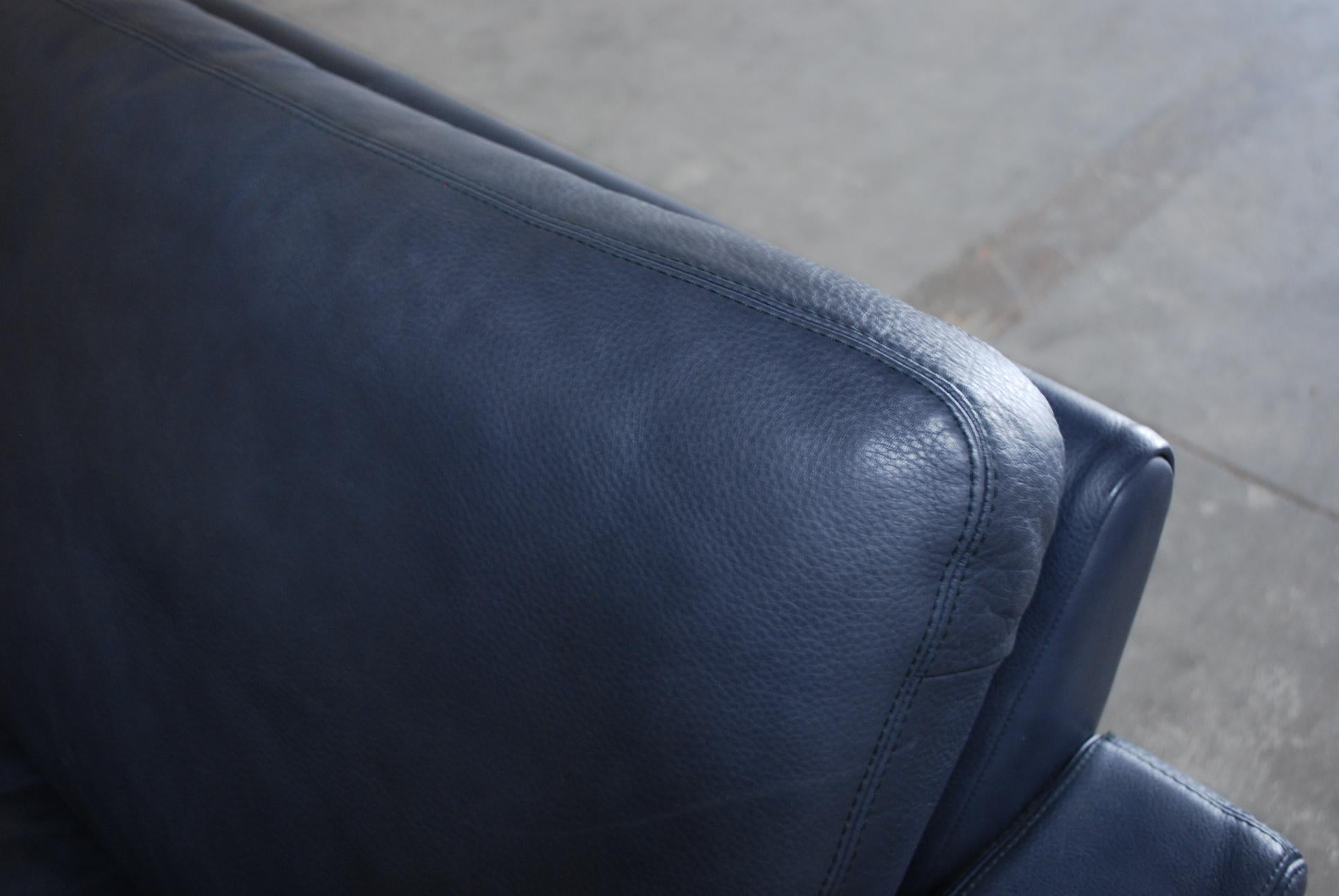 COR Conseta Blue Leather Sofa For Sale 1