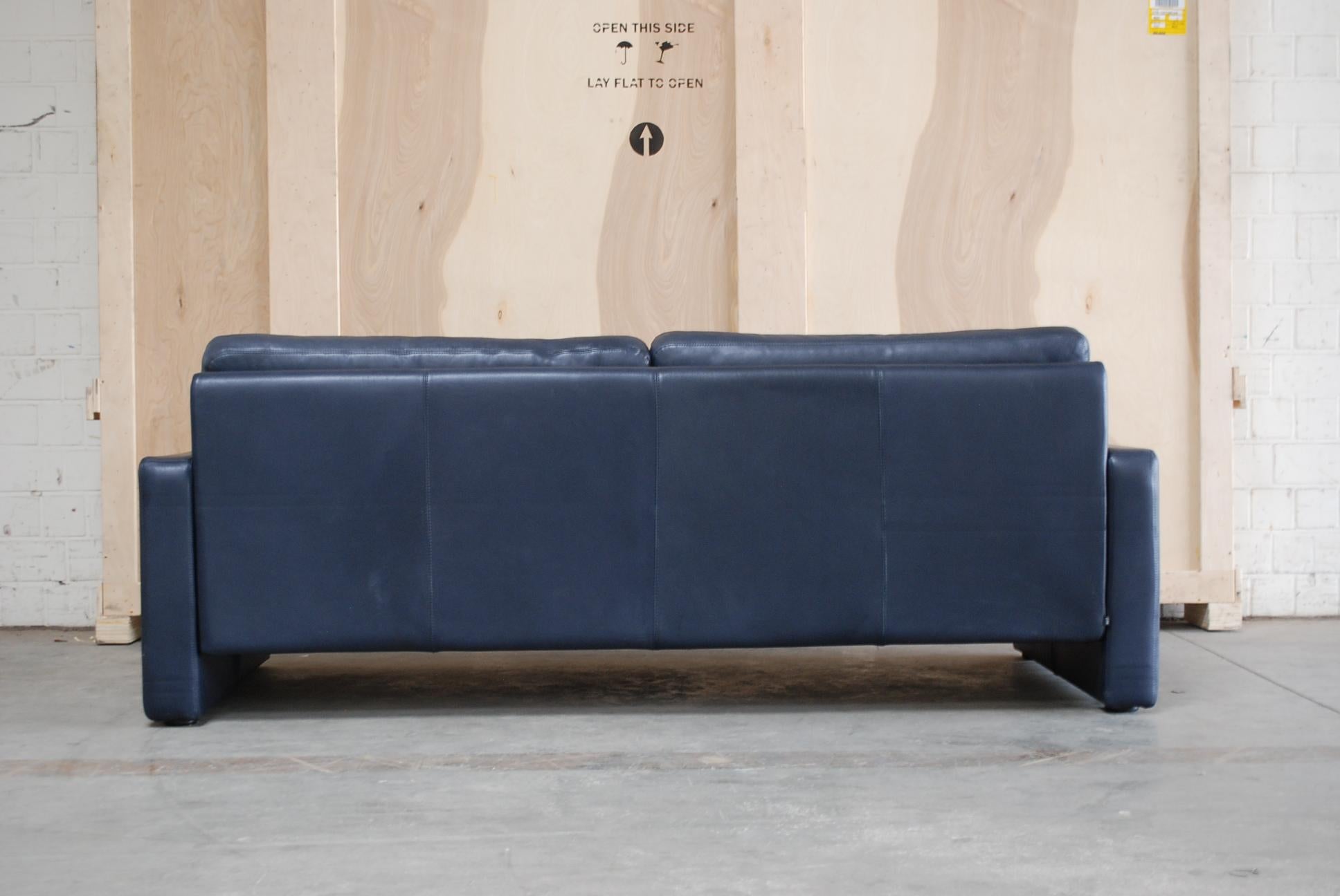 COR Conseta Blue Leather Sofa For Sale 2