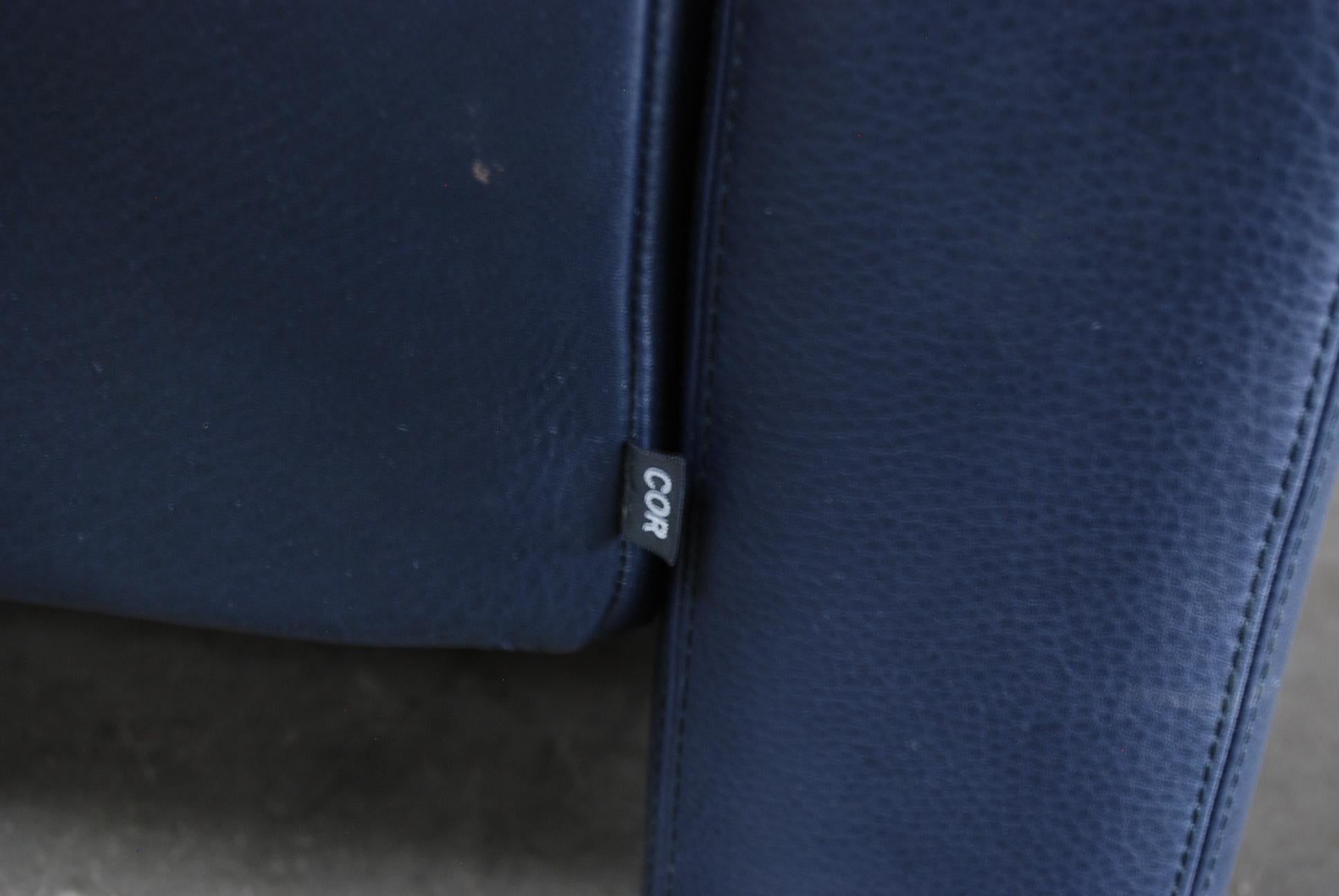 COR Conseta Blue Leather Sofa For Sale 3