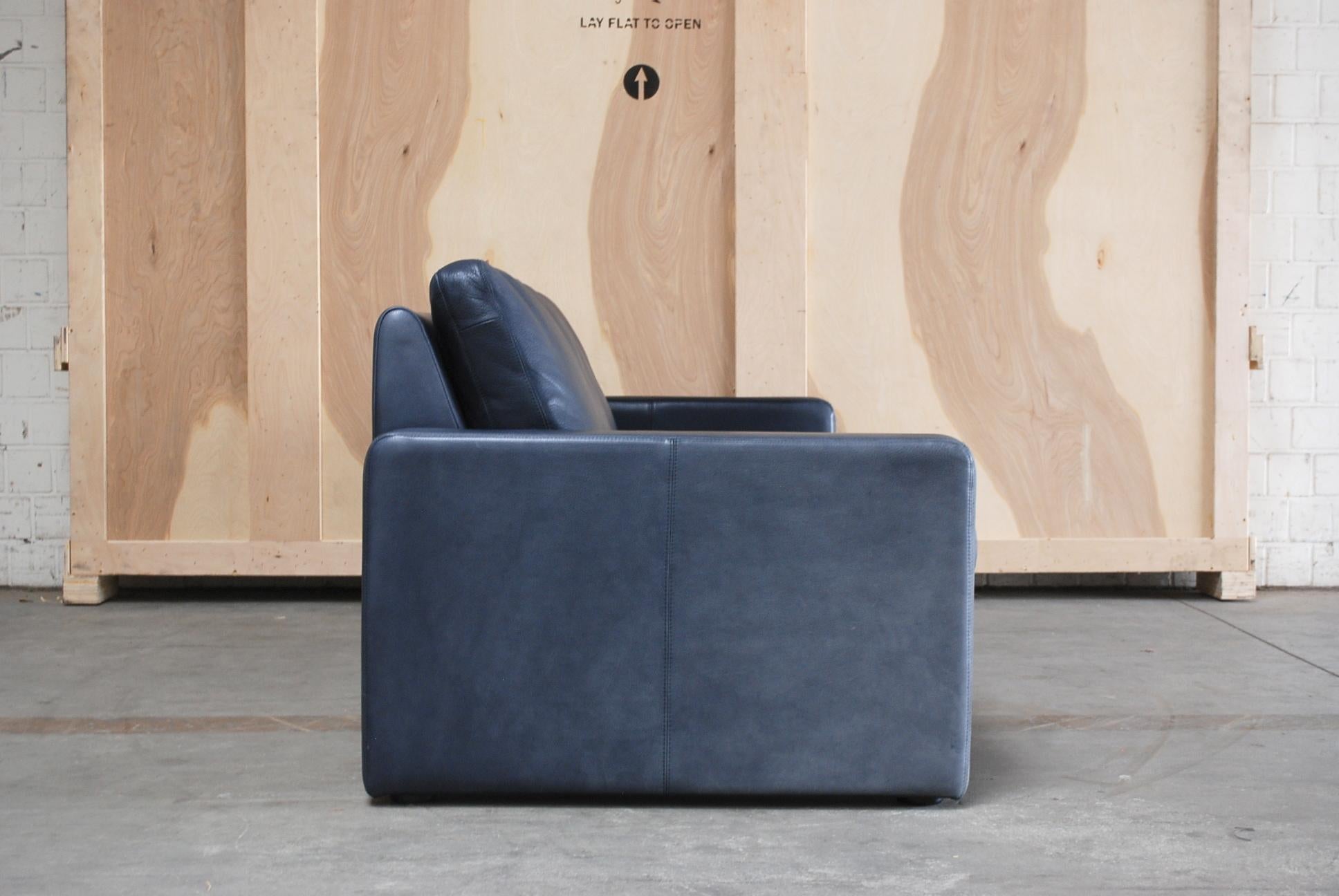 COR Conseta Blue Leather Sofa For Sale 4