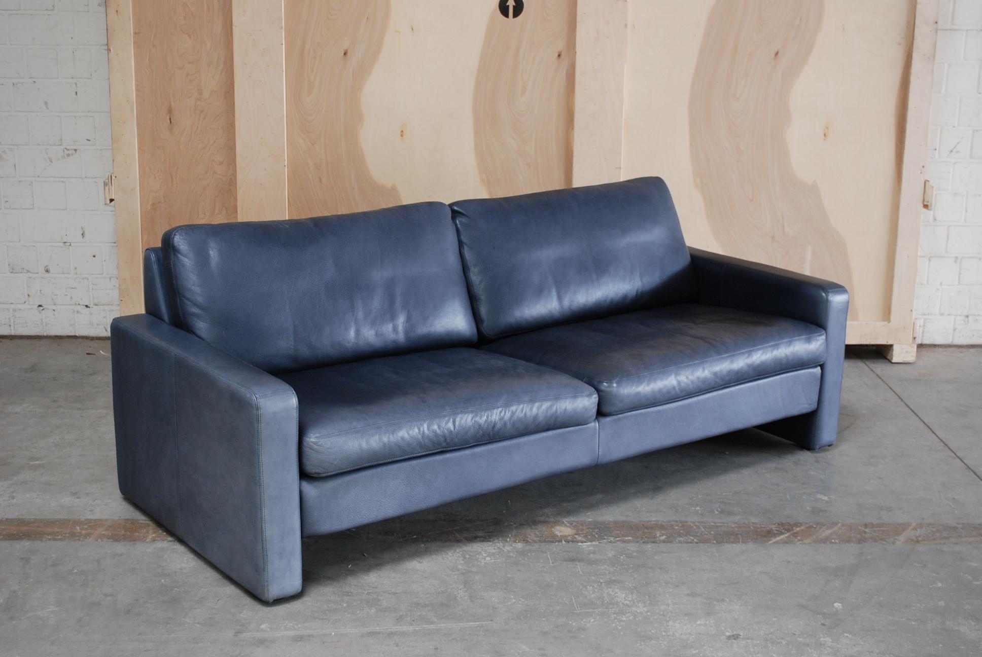 COR Conseta Blue Leather Sofa For Sale 5