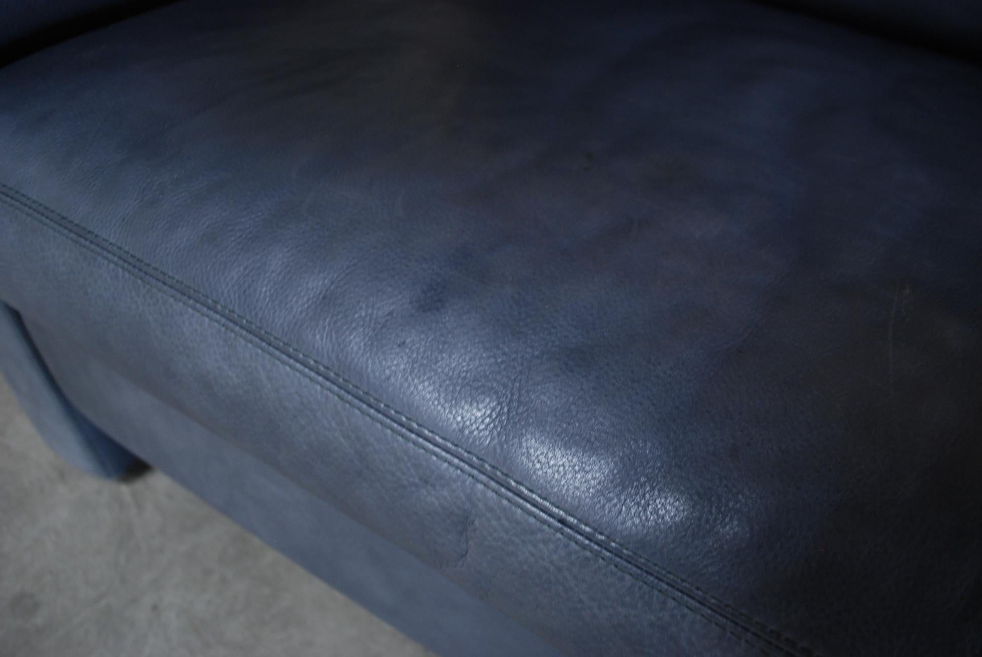 COR Conseta Blue Leather Sofa For Sale 8