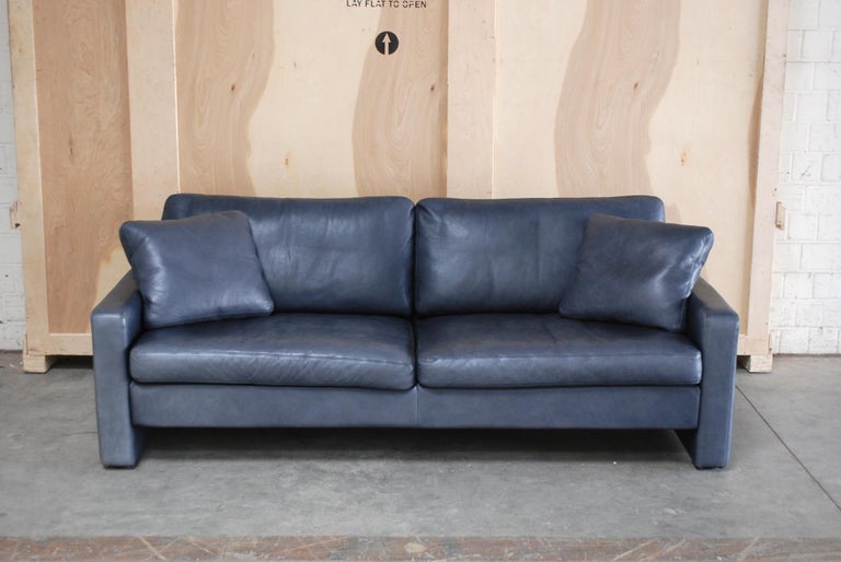 COR Conseta Blue Leather Sofa For Sale at 1stDibs