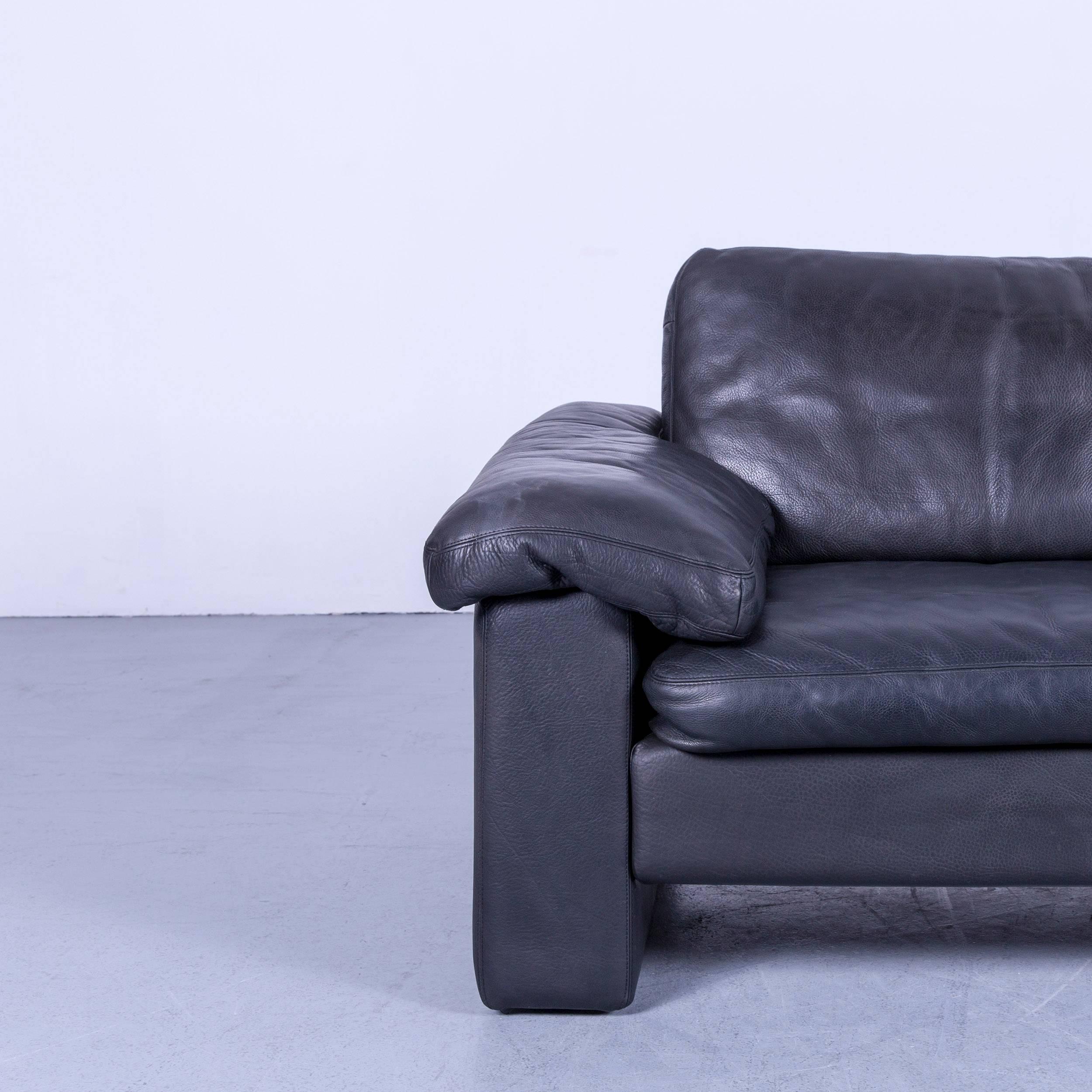 German COR Conseta Designer leather Sofa black Two-Seat Couch Friedrich-Wilhelm Möller