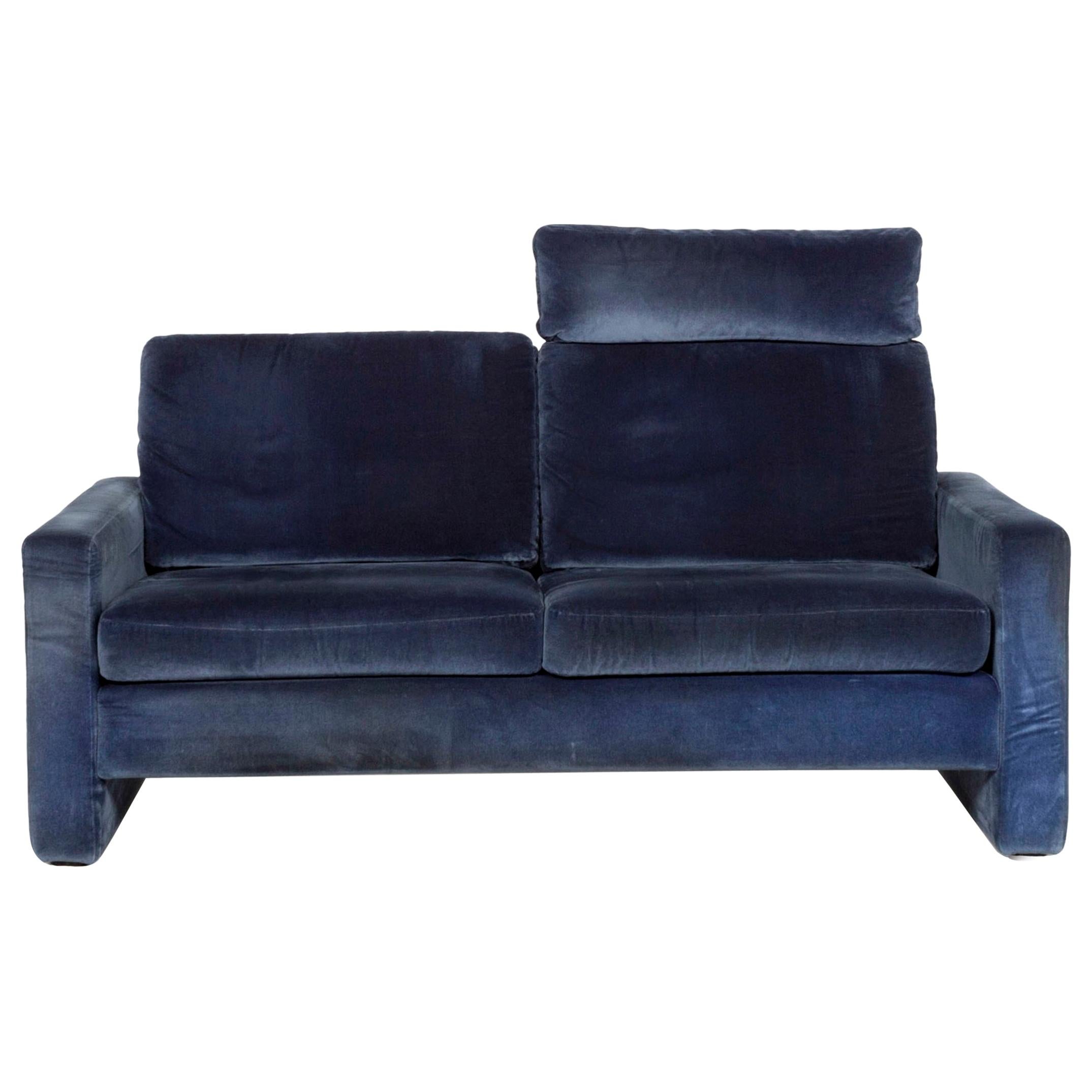 COR Conseta Fabric Sofa Blue Two-Seat Function Couch For Sale
